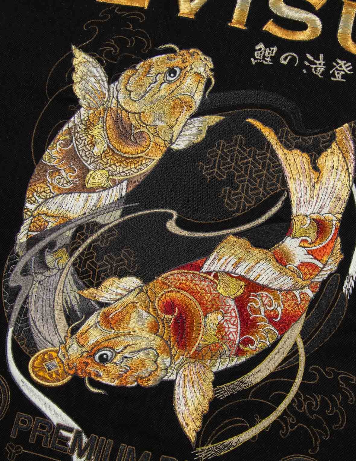 TATTOO KOI EMBROIDERY DENIM SHIRT JACKET WITH DETACHABLE HOOD - 9