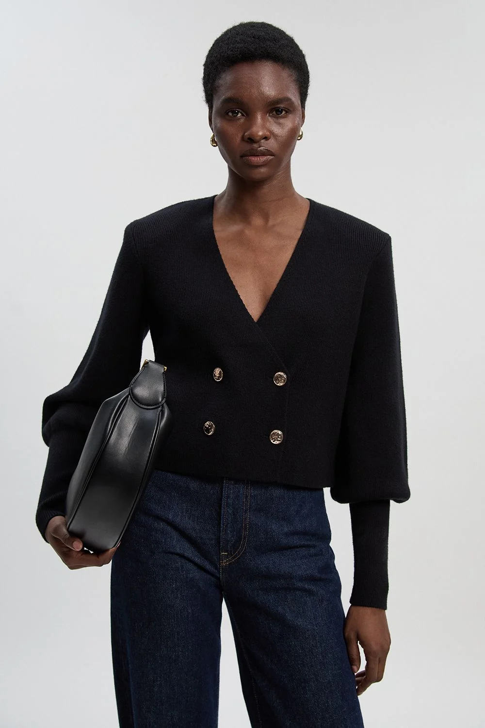Knitted Double Breasted Jacket - 1