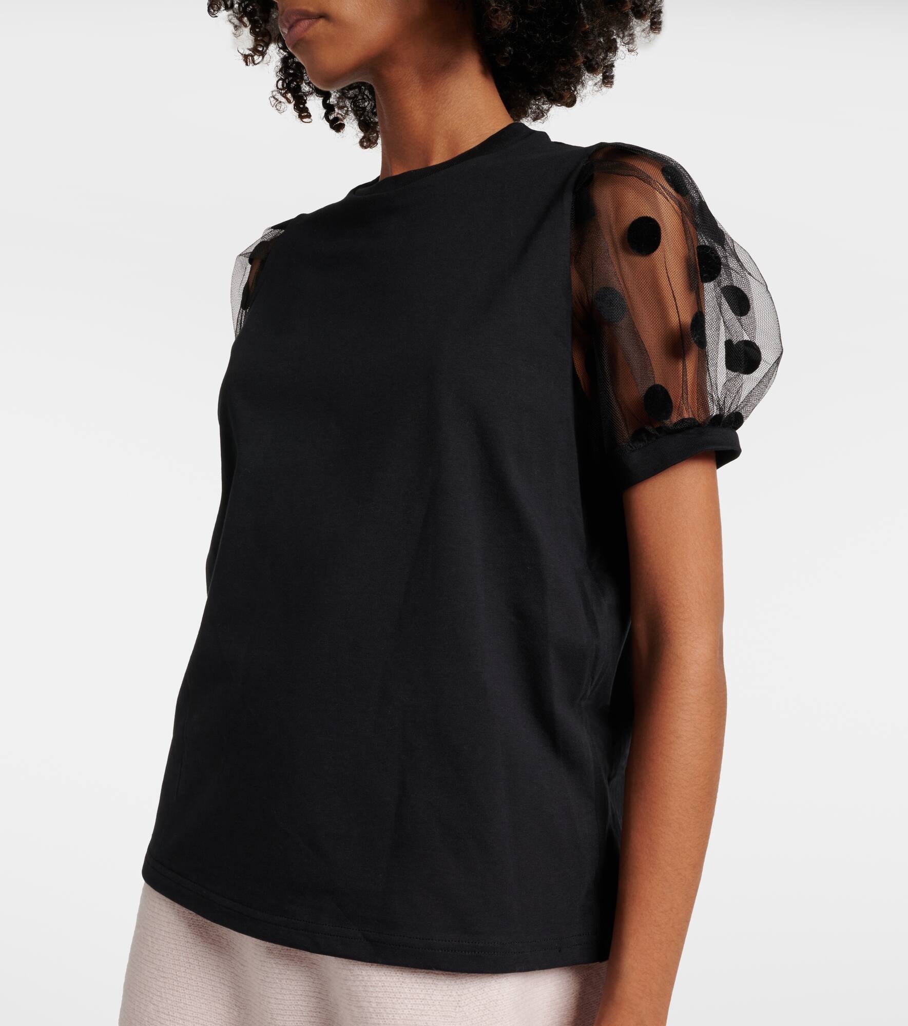 Polka dot tulle and jersey T-shirt - 5