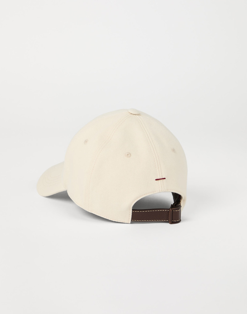 Brunello Cucinelli Garment-dyed baseball cap in denim with embroidered logo outlook
