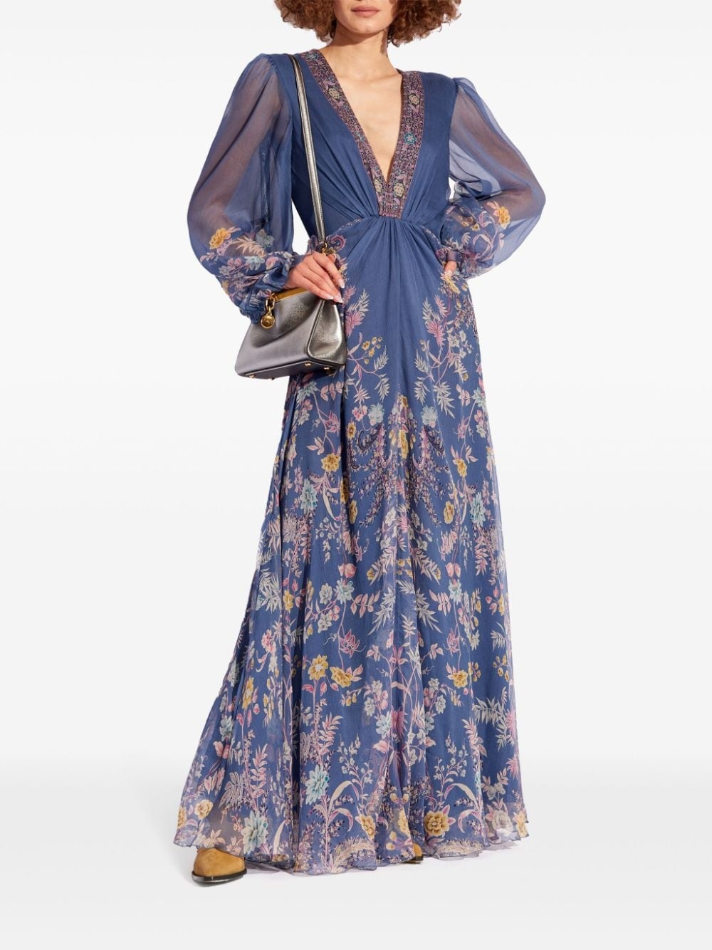 graphic-print silk maxi dress - 2