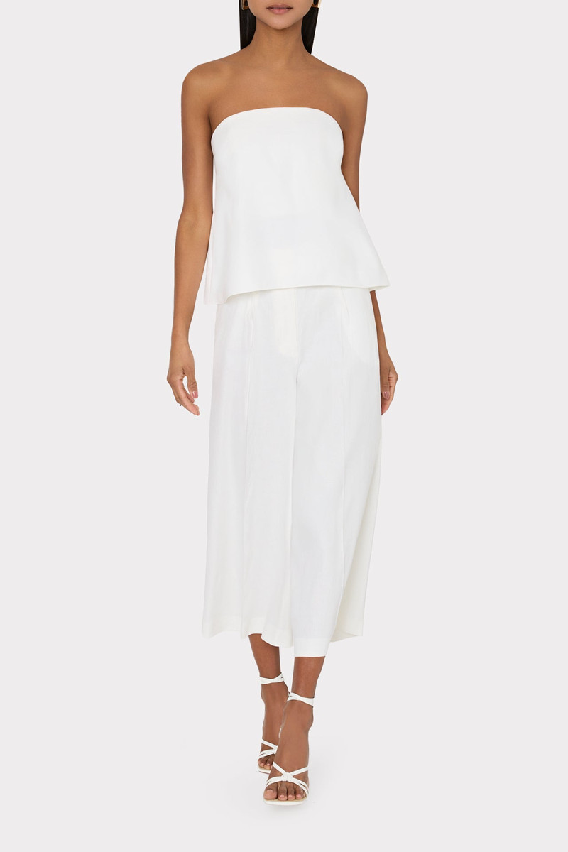 MILLY Solid Linen Strapless Top outlook