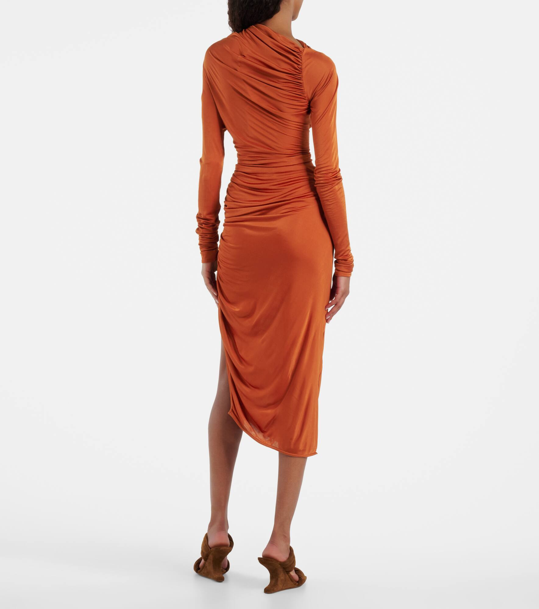 Svita ruched satin jersey midi dress - 3