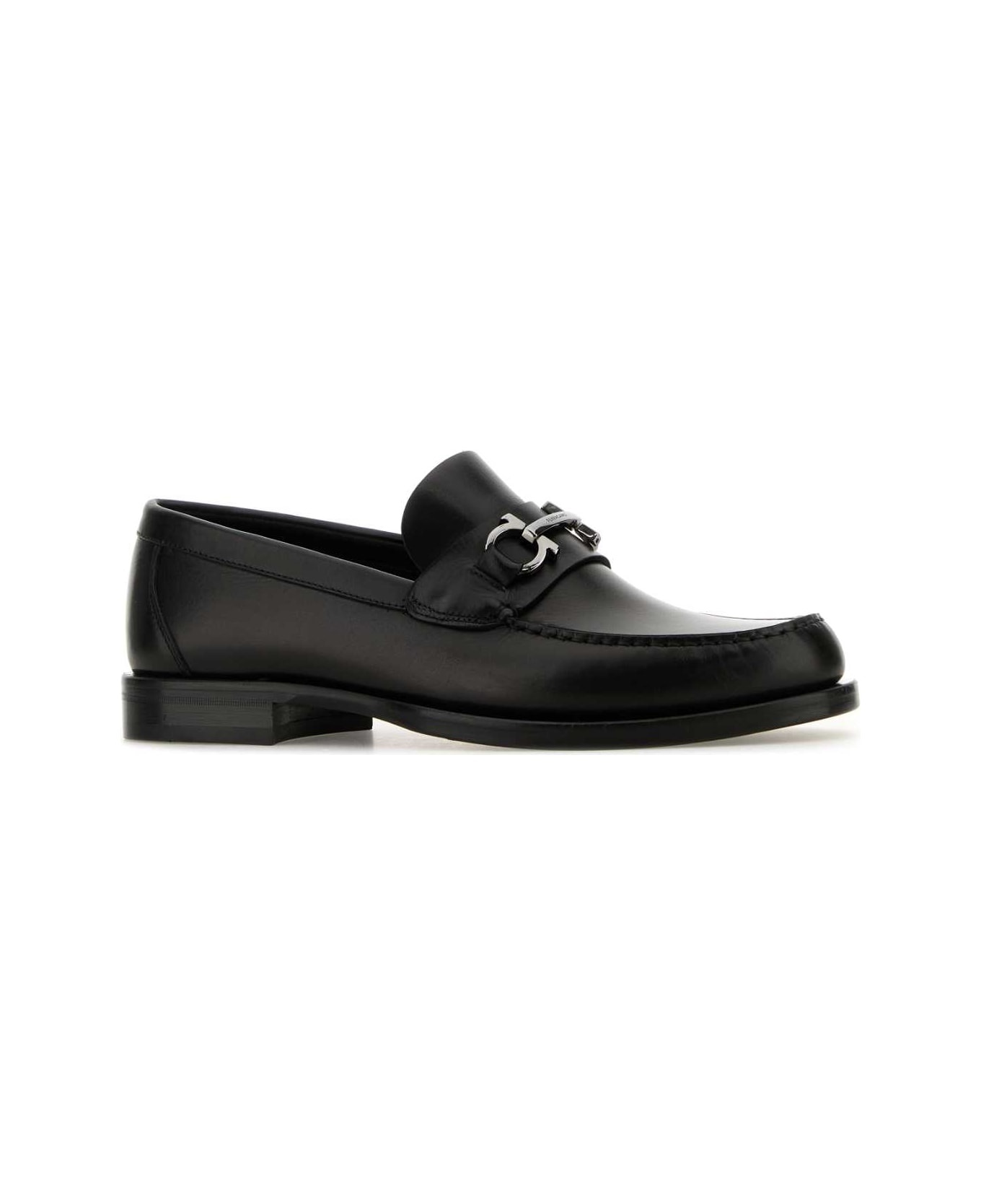 Black Leather Fort Loafers - 2
