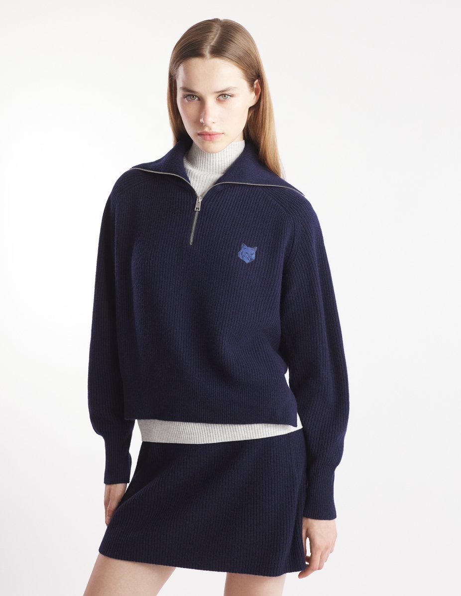 BOLD FOX HEAD PATCH HALF ZIP RIBBED JUMPER - 3