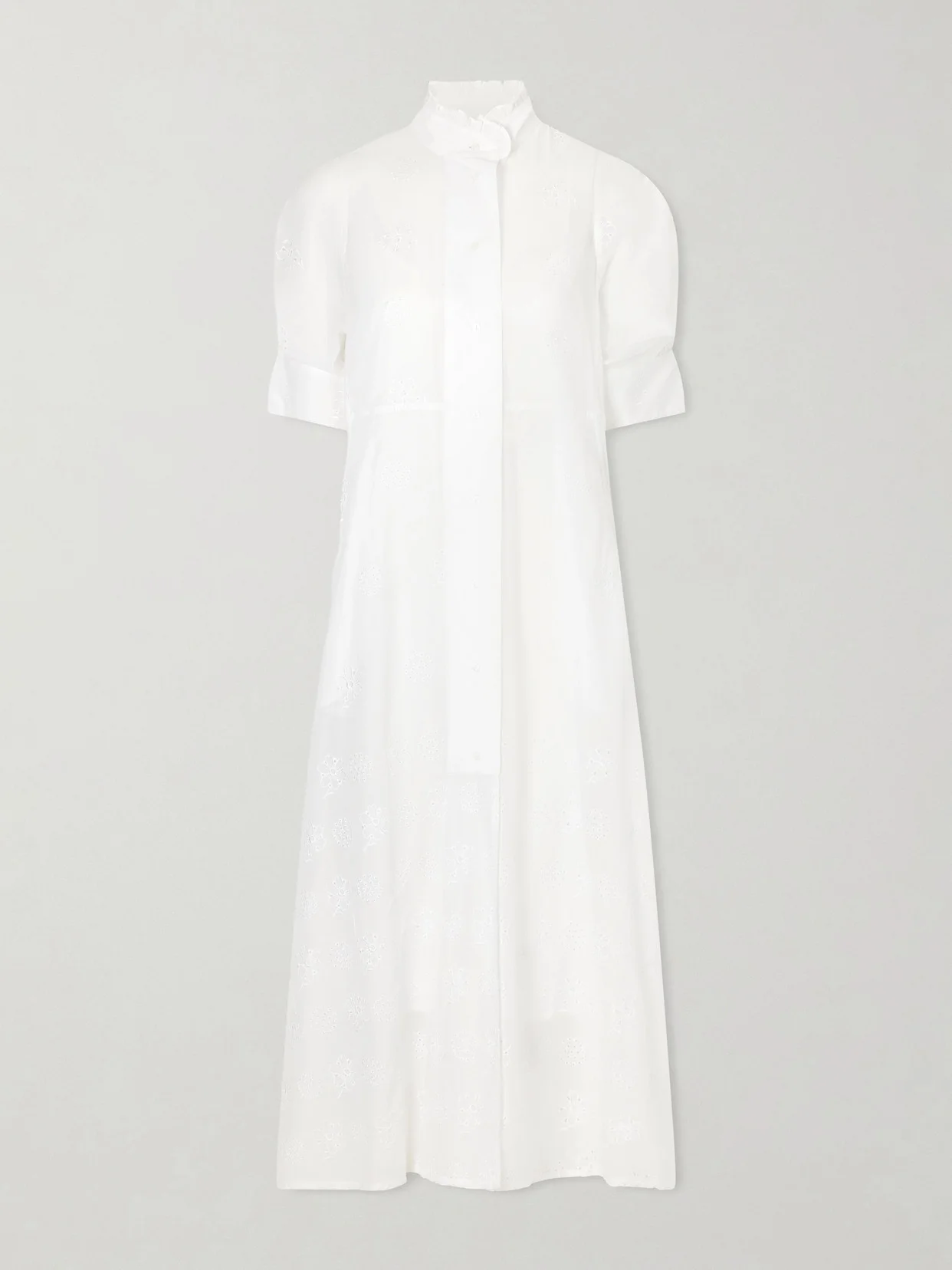 Venetia Ruffled Broderie Anglaise Cotton Midi Dress - 1