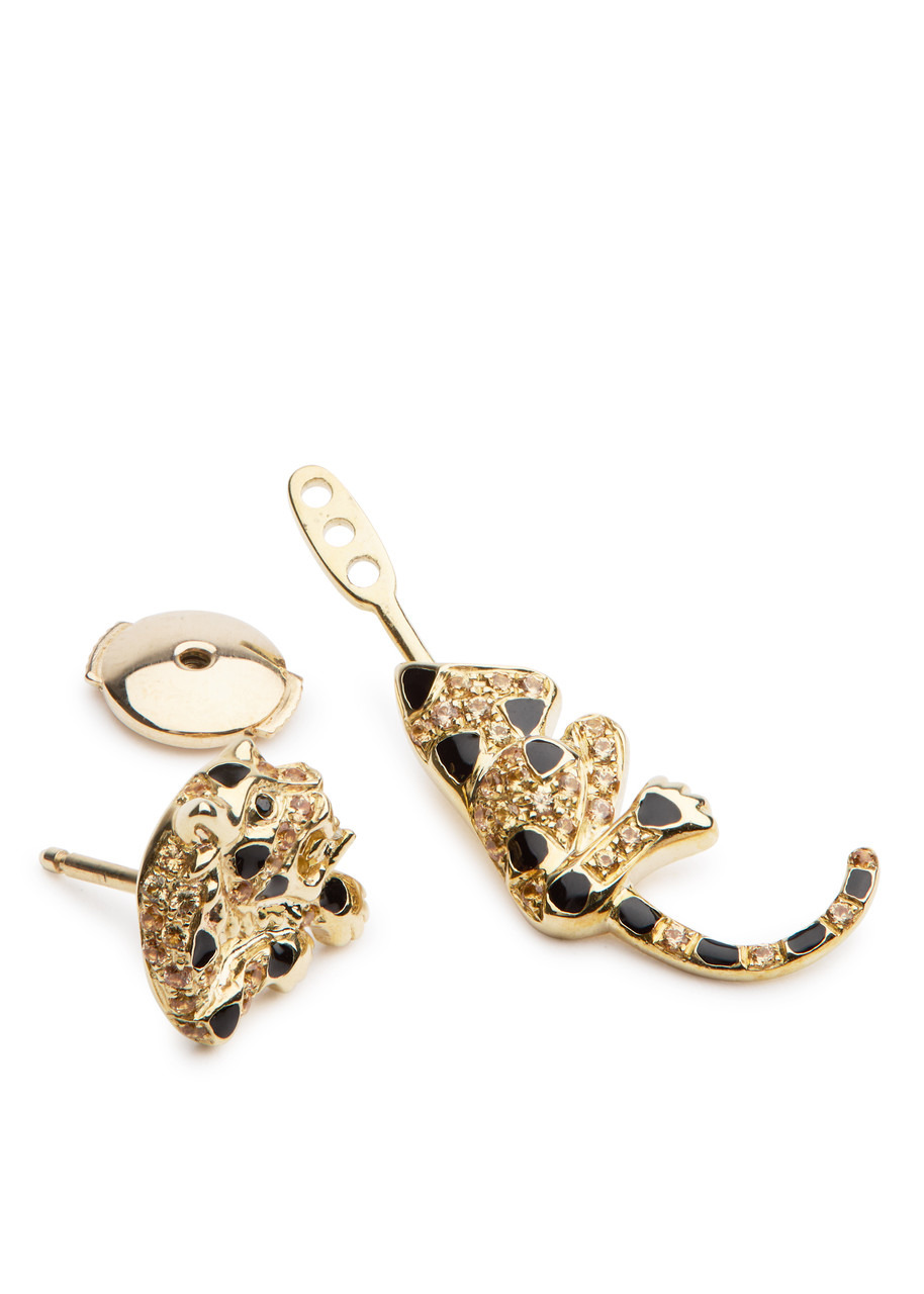 Yvonne Leon Puce & Dessous Leopard 9kt Gold Single Earring - 3