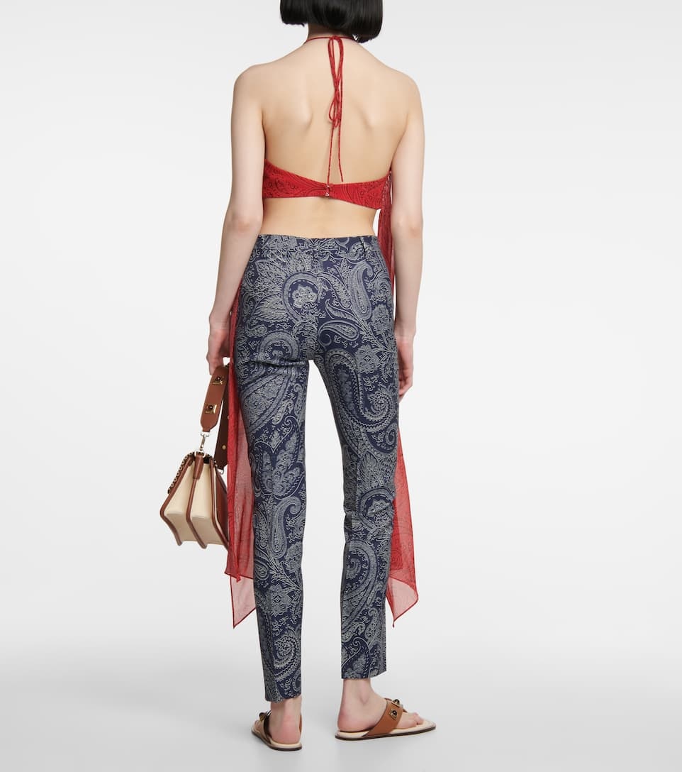 Paisley high-rise slim pants - 3