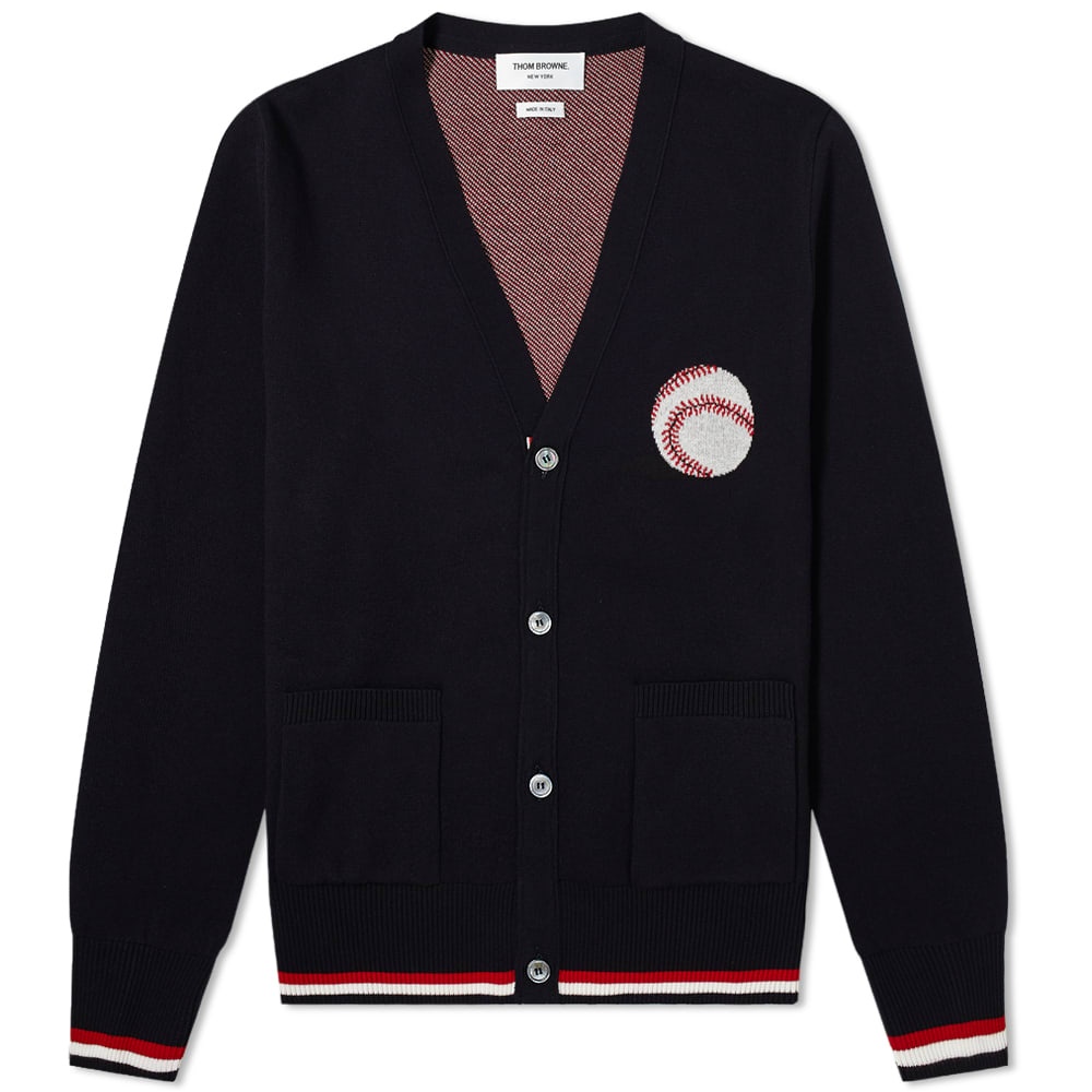 Thom Browne Baseball Icon Jacquard Four Bar Stripe Cardigan - 1