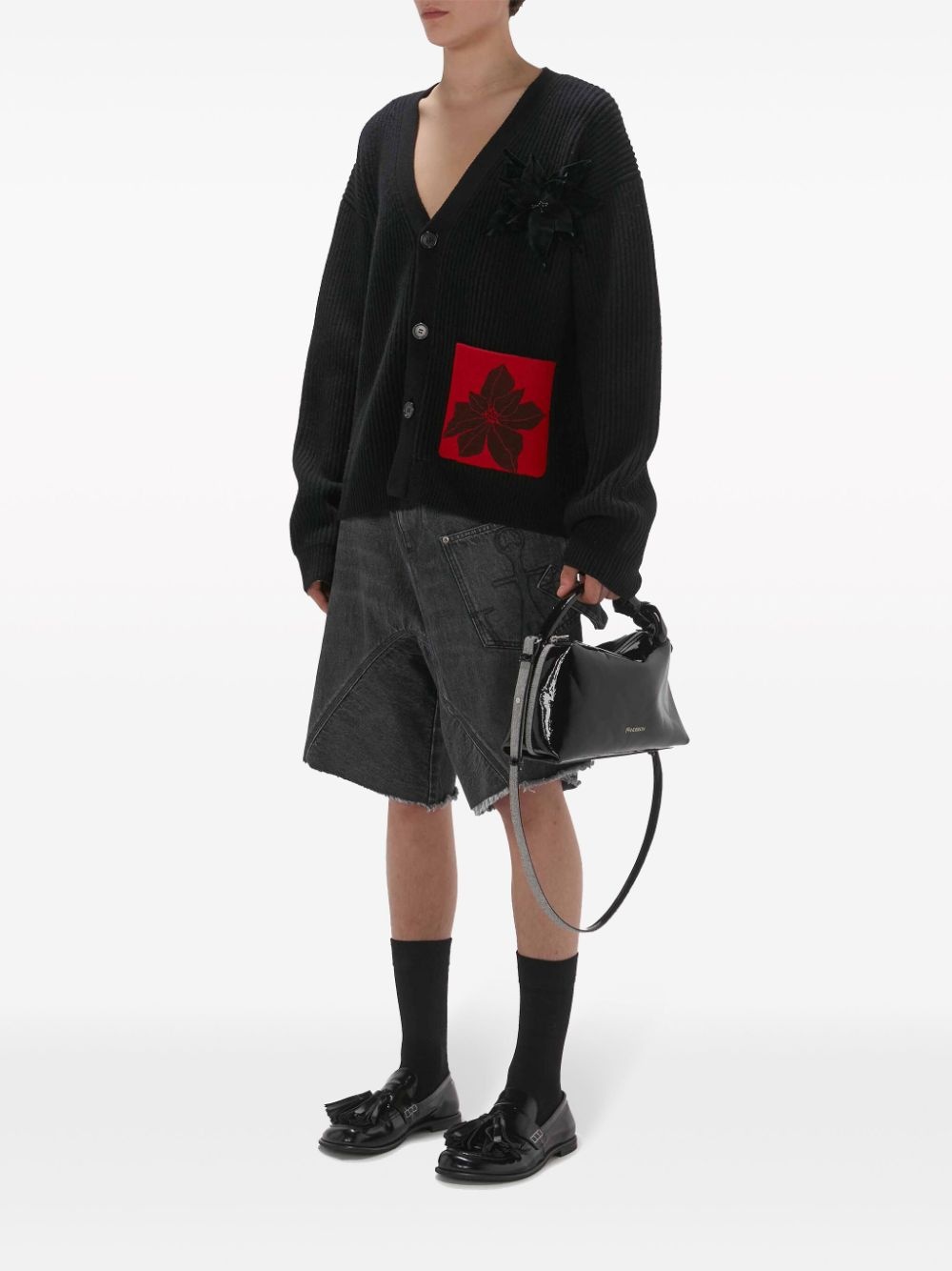 Corned coated-finish denim shoulder bag - 2