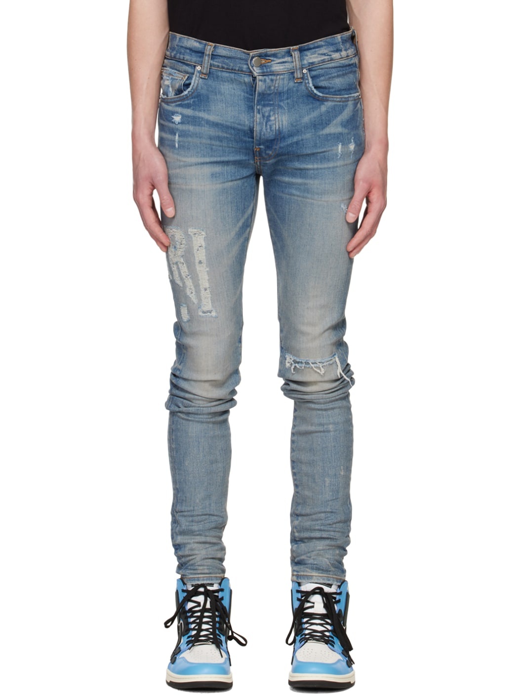 Indigo Distressed Jeans - 1