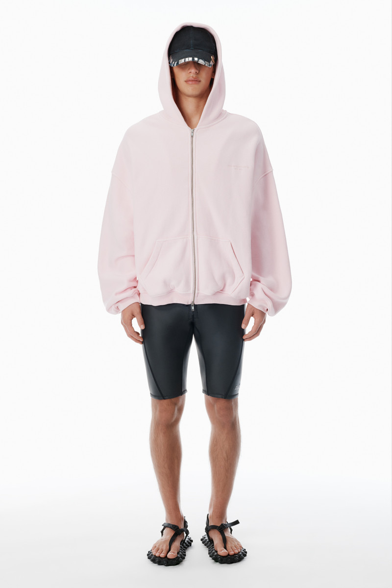 Alexander Wang Pink Cotton Logo Zip-Up Hoodie outlook