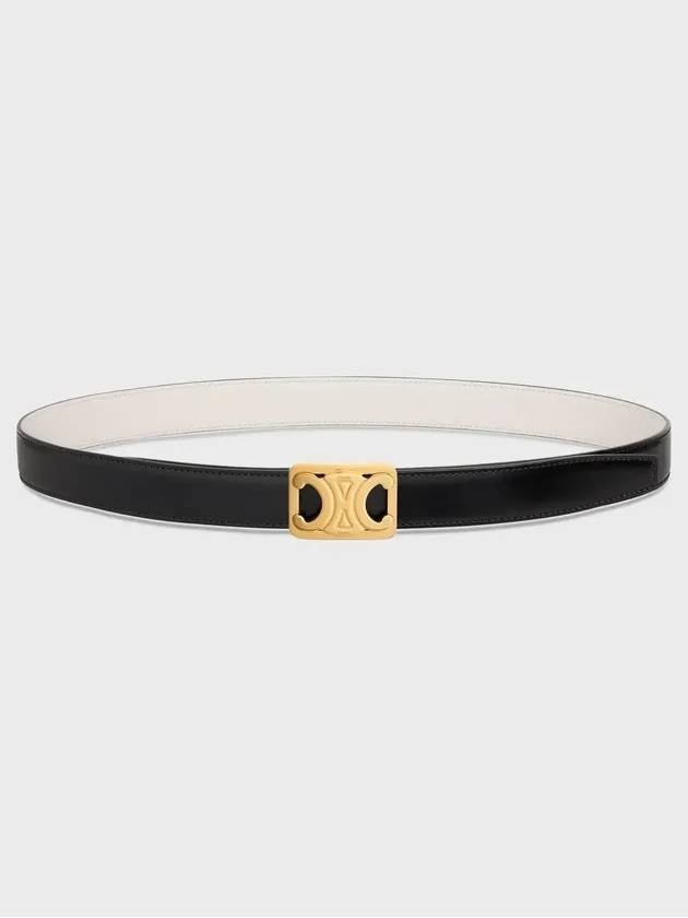 Frame Triomphe Reversible Medium Leather Belt Black White - 1