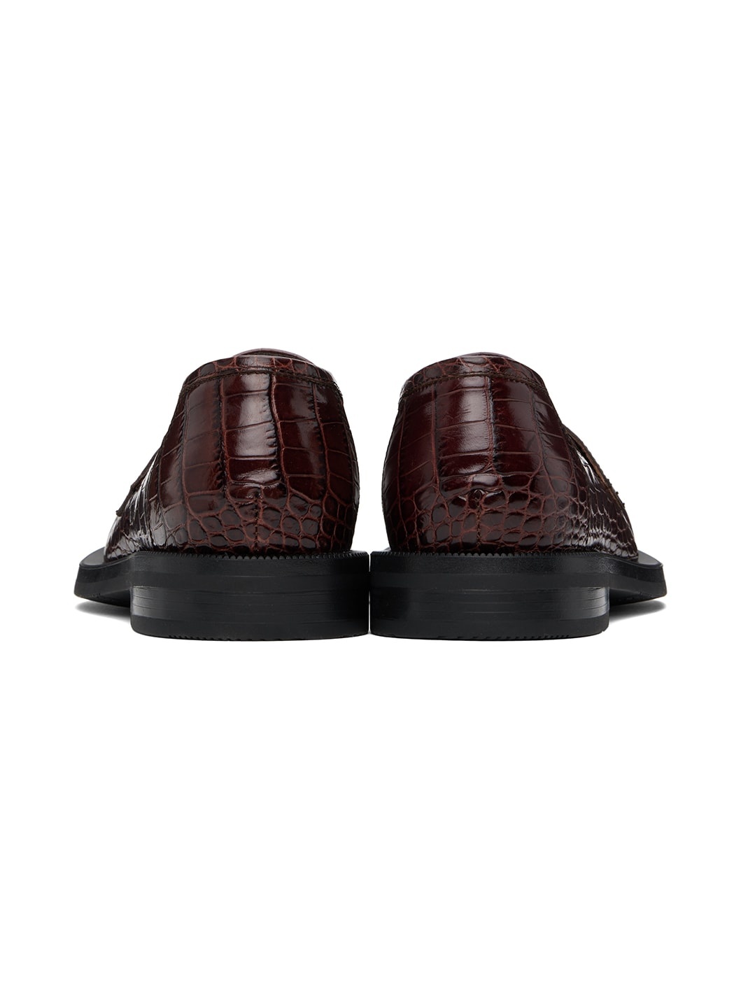 Brown Bulb Toe Loafers - 2