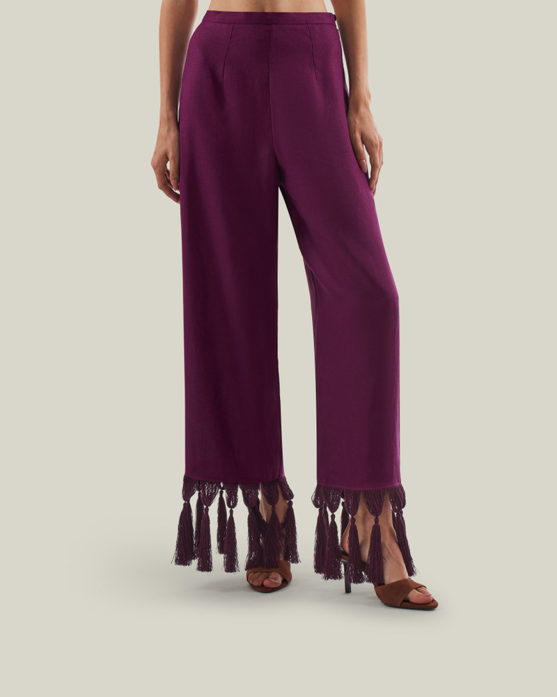 Marlino Fringed Pants in Plum 3