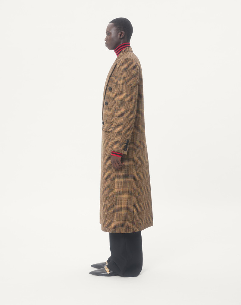 VALENTINO DOUBLE-BREASTED WOOL COAT WITH GLEN PLAID PATTERN 5