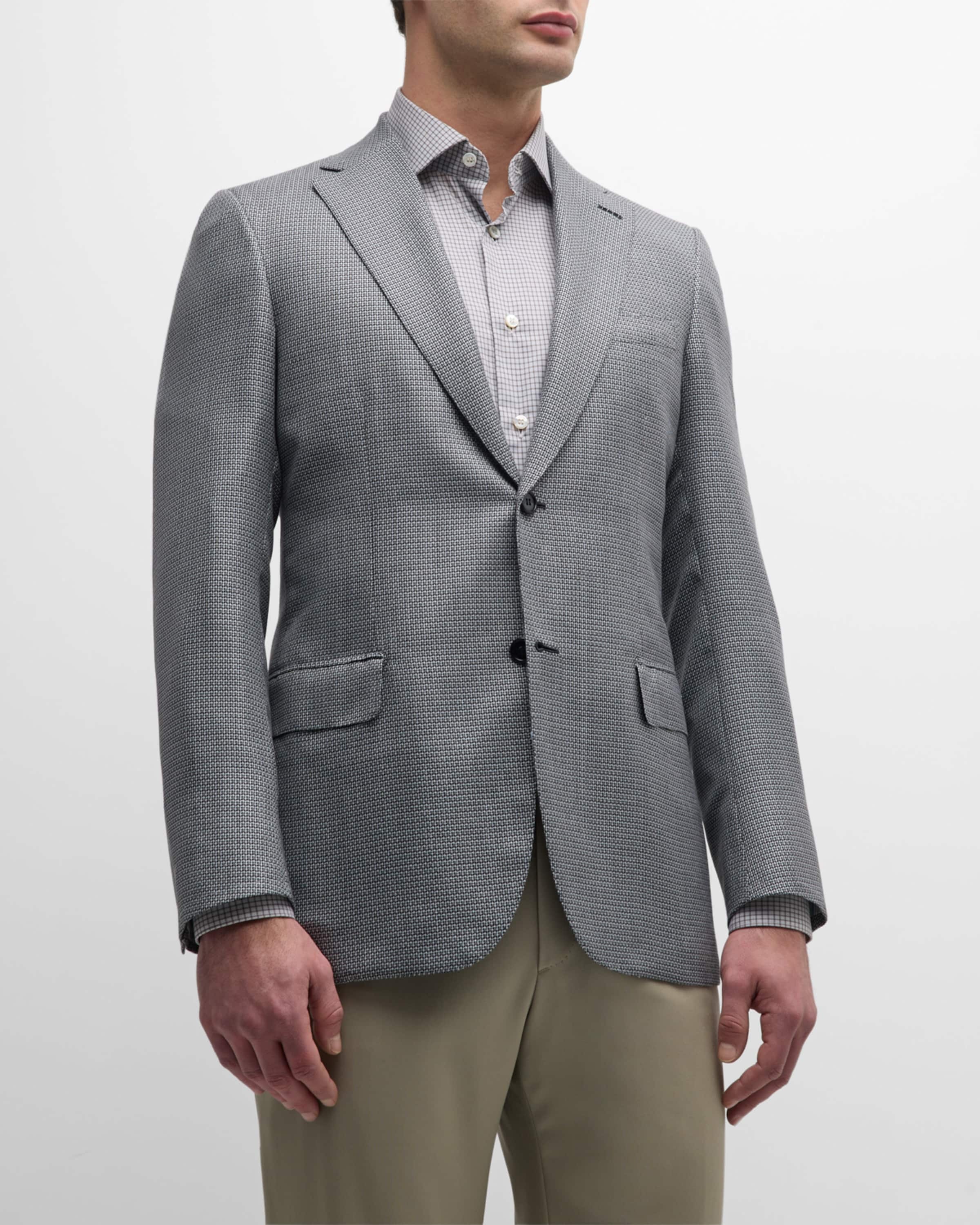 Men's Micro-Check Wool Sport Coat - 1
