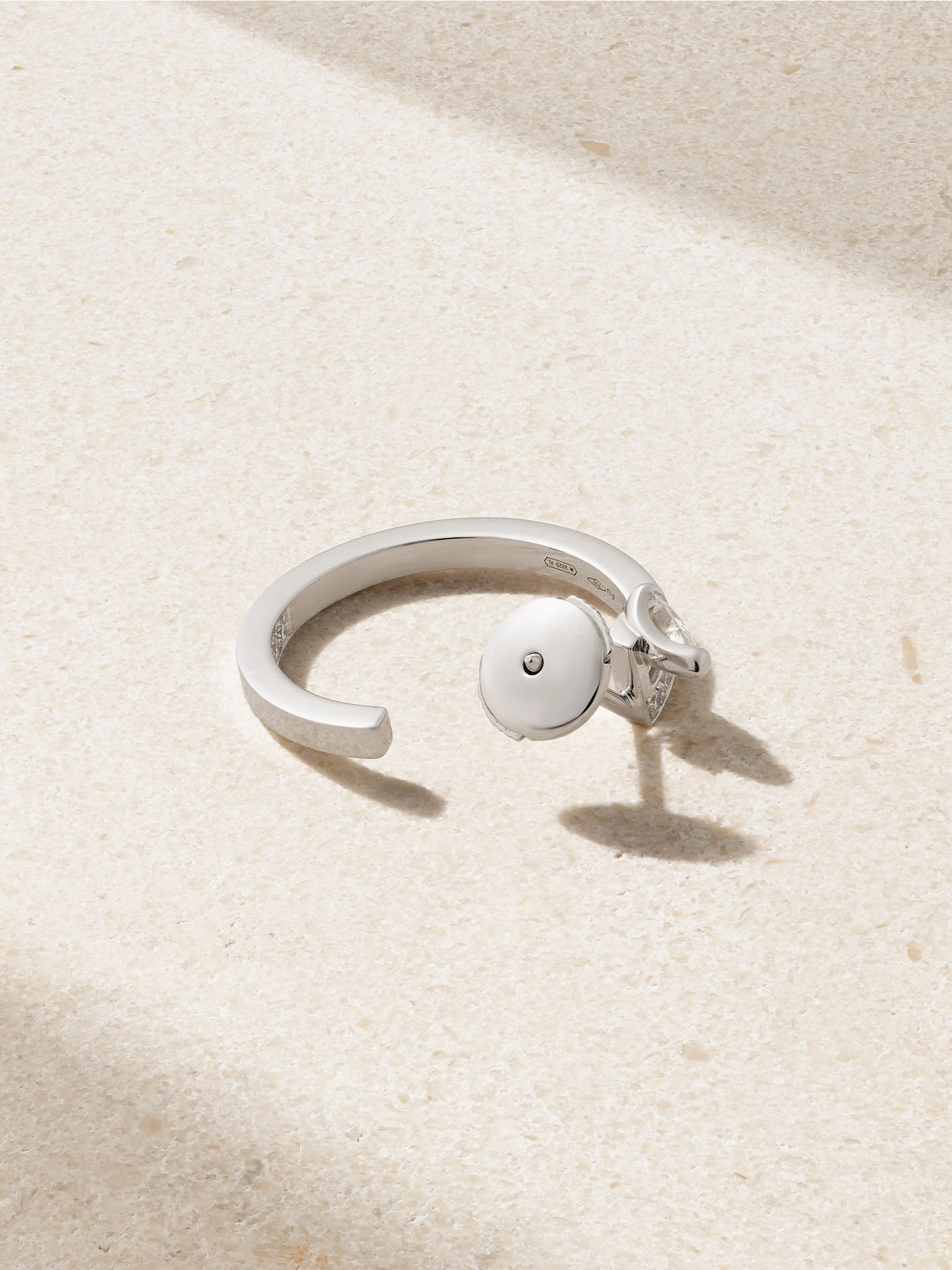 Serti sur Vide 18-karat white gold diamond single hoop earring Silver - 3