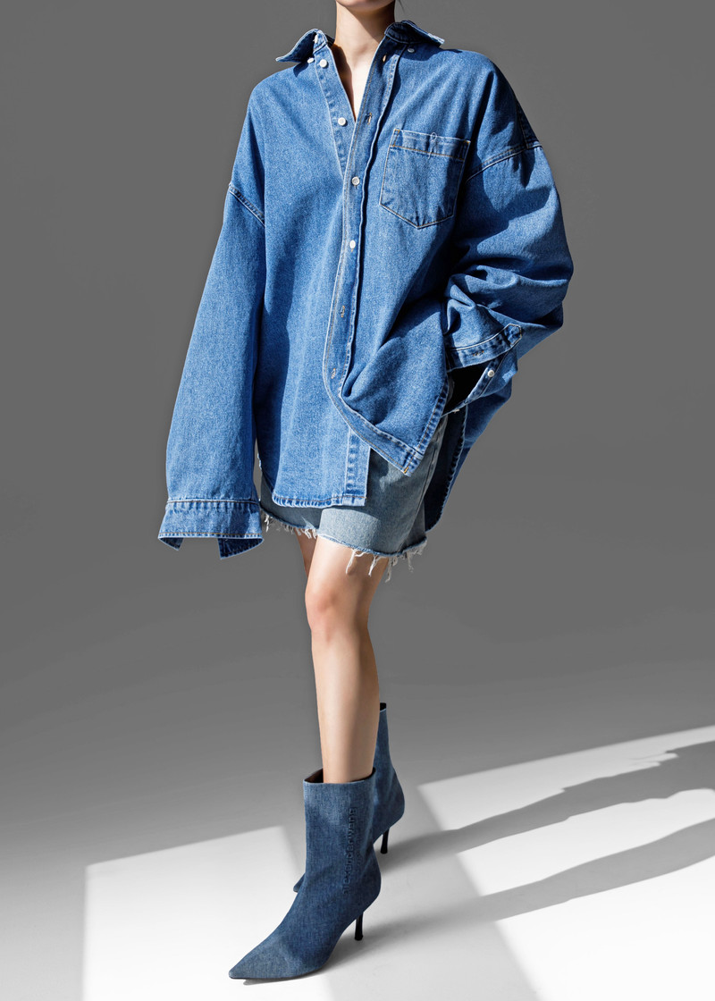 Belvis Oversized Denim Shirt - Medium Wash 9
