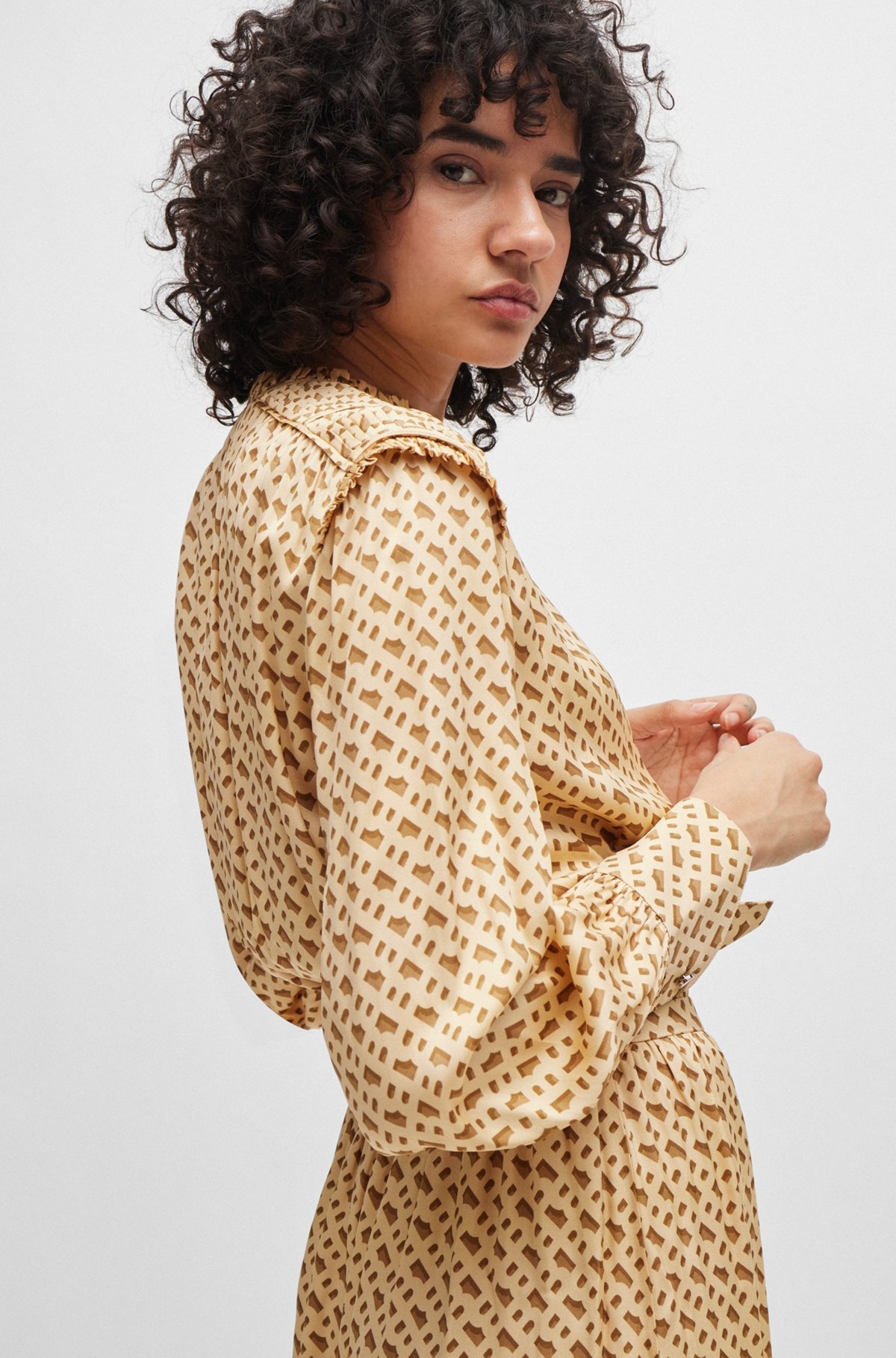 SILK-BLEND DRESS WITH MONOGRAM PRINT - 6