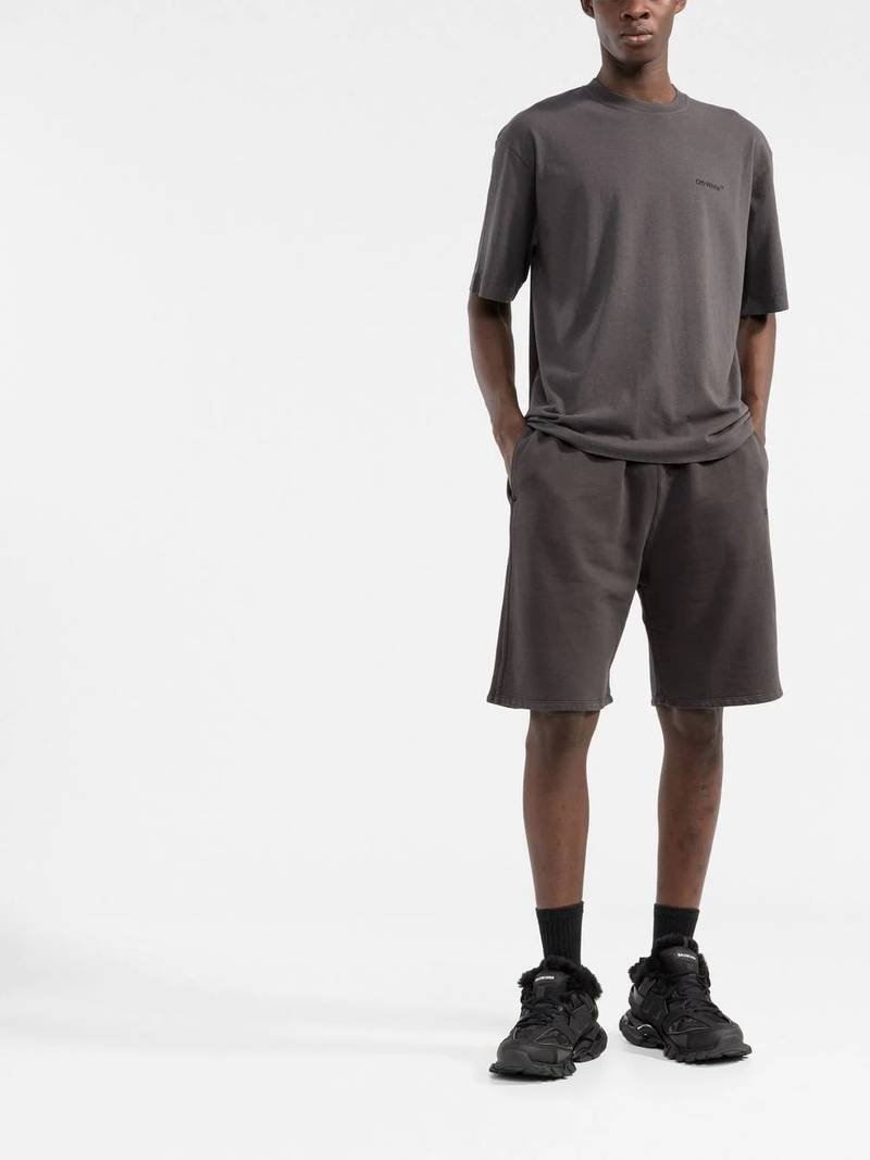 Off-White Diag-stripe cotton shorts outlook