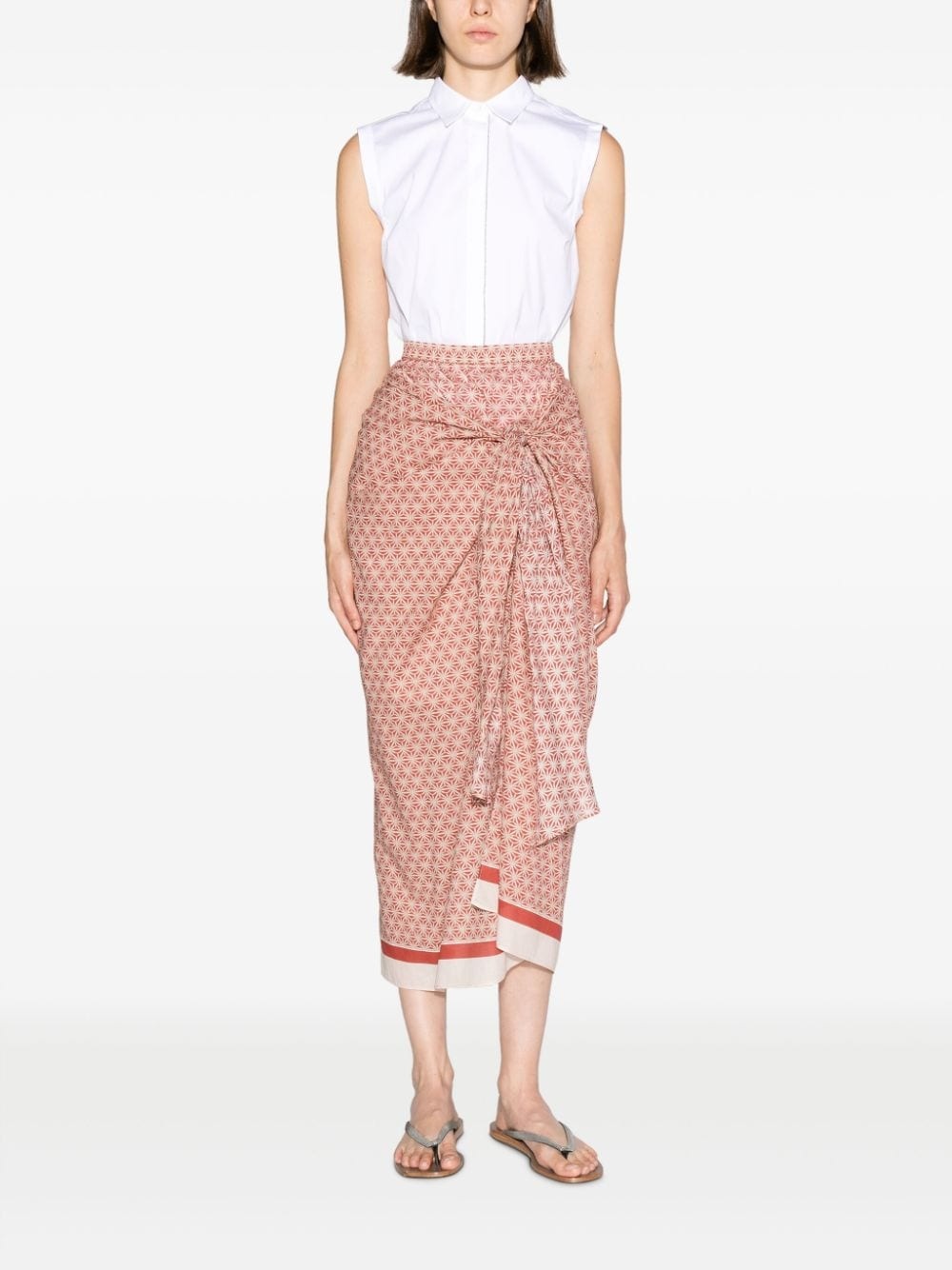 geometric-print knotted skirt - 2
