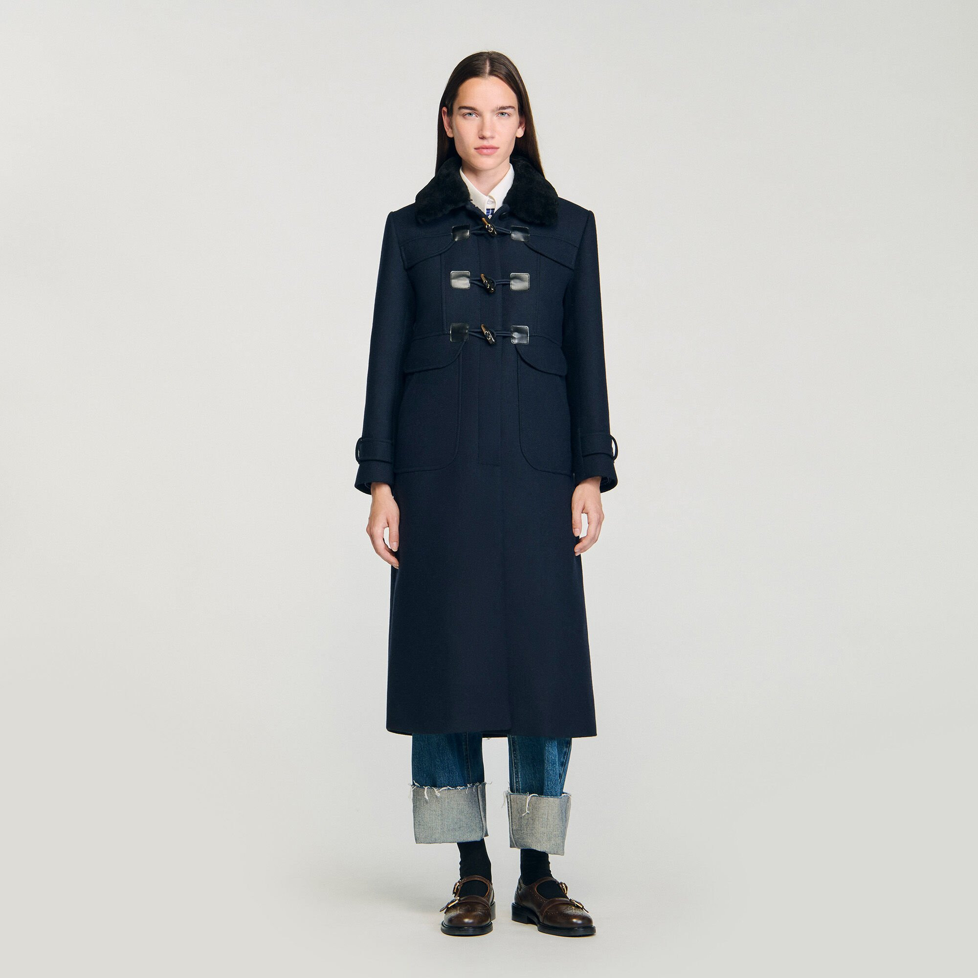LONG COAT WITH REMOVABLE FUR COLLAR - 2