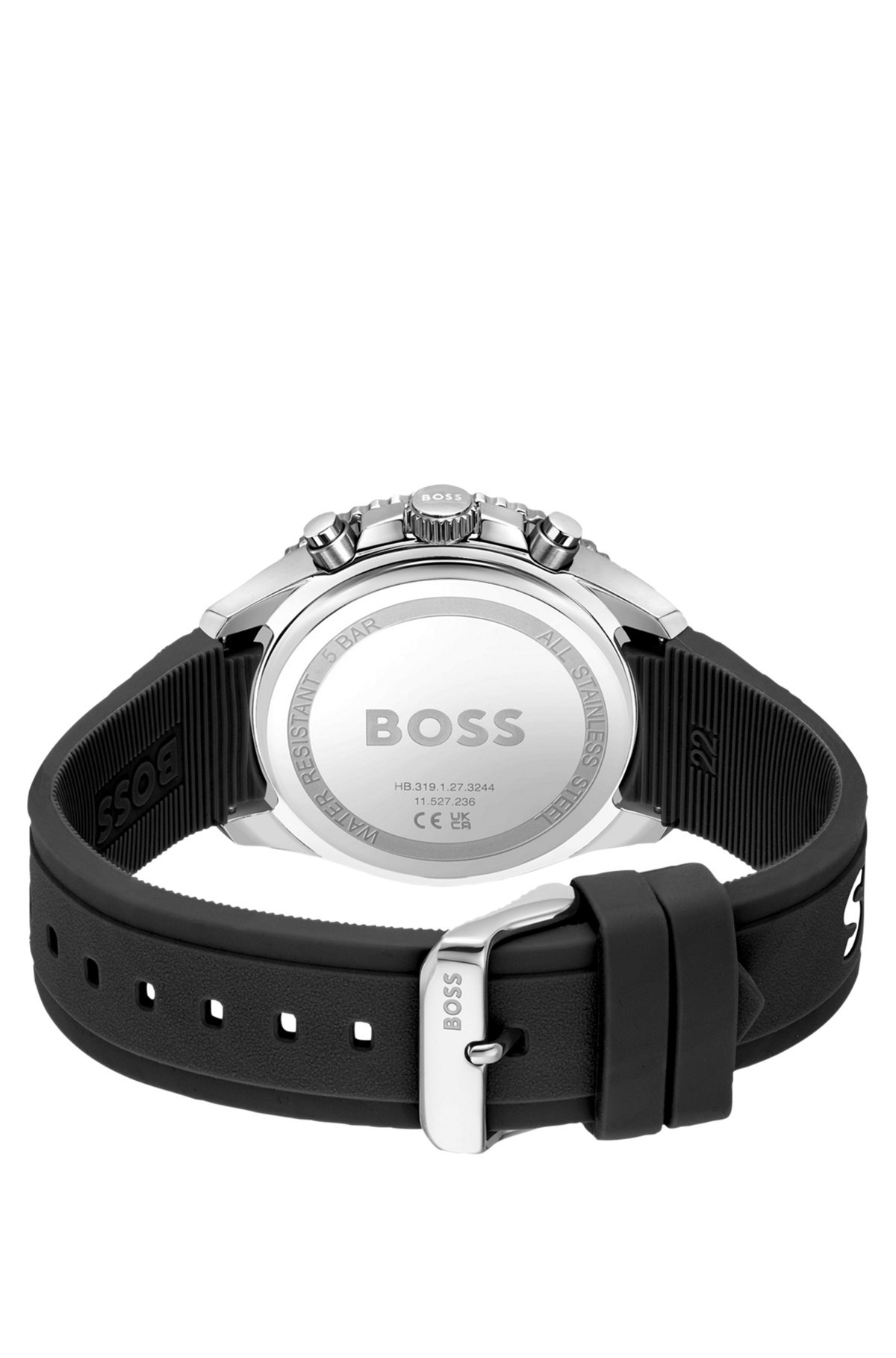 SILICONE-STRAP CHRONOGRAPH WATCH WITH BLACK DIAL - 3