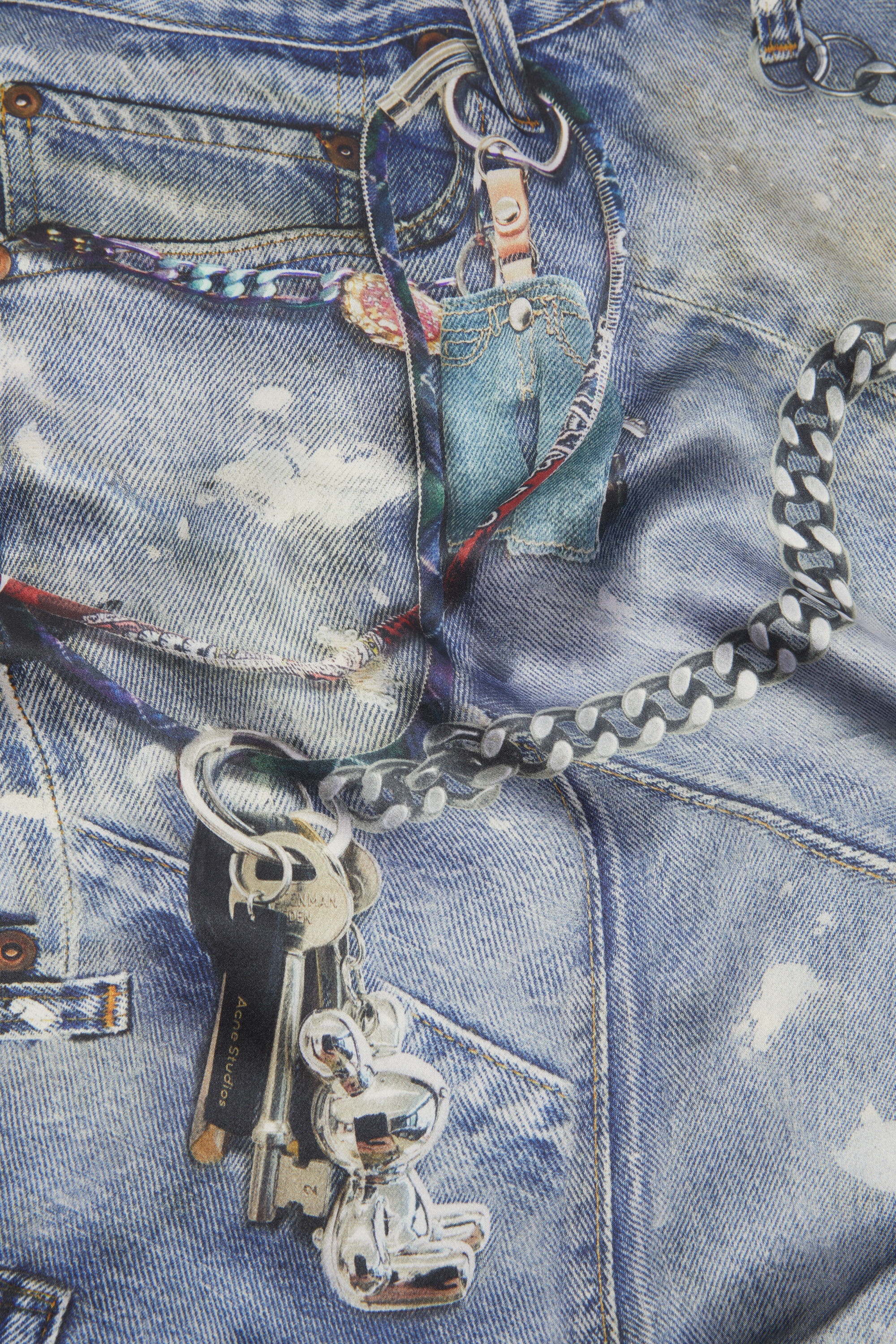 Printed silk scarf - Denim blue - 5