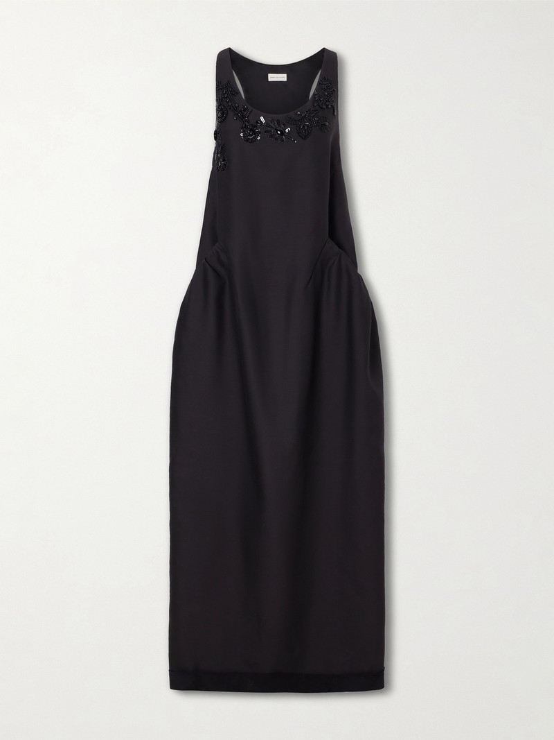 Embellished Wool And Silk-blend Midi Dress 1