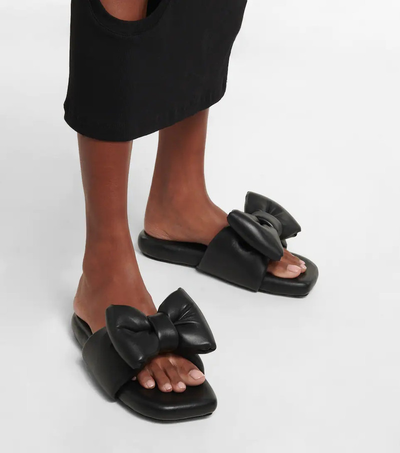 Nappa leather bow-embellished slides 4