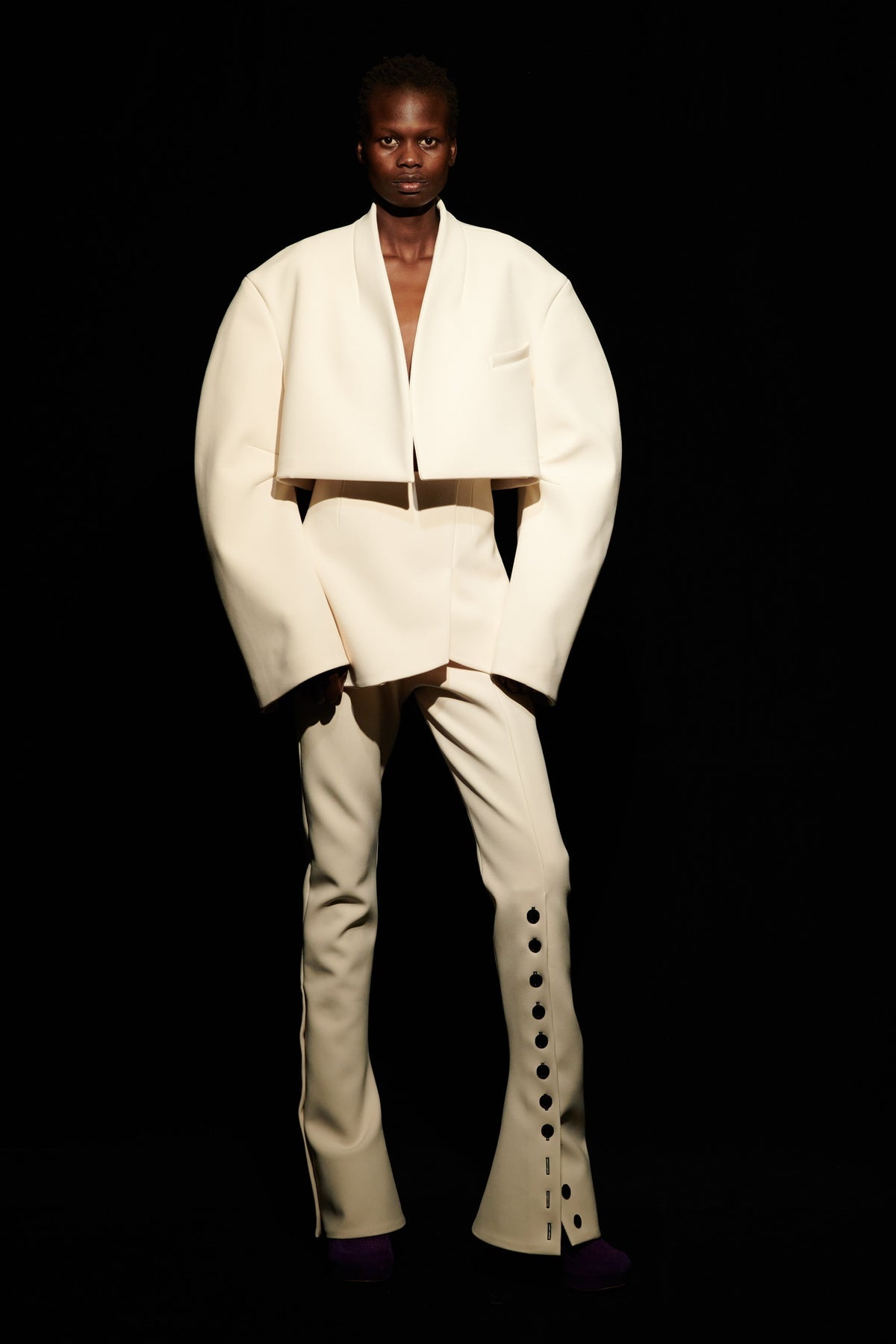 ROUNDED SLEEVE CROPPED JACKET IVORY - 12