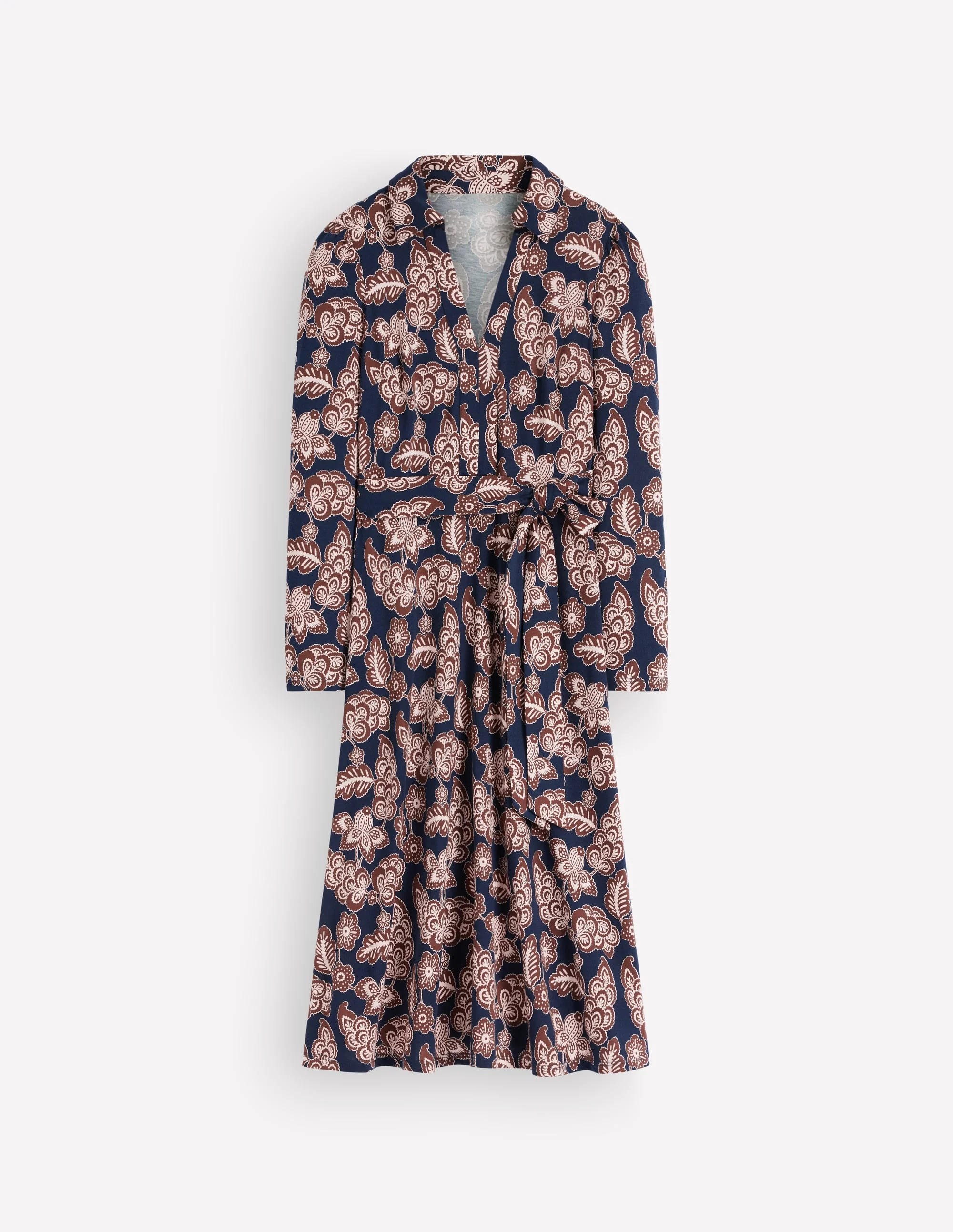 Imogen Collared Jersey Dress-Navy, Tickled Meadows - 1