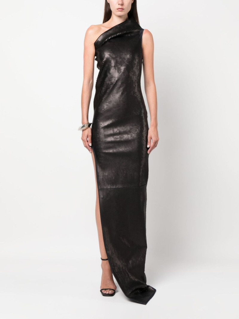 Rick Owens asymmetric-neck sequinned maxi dress outlook