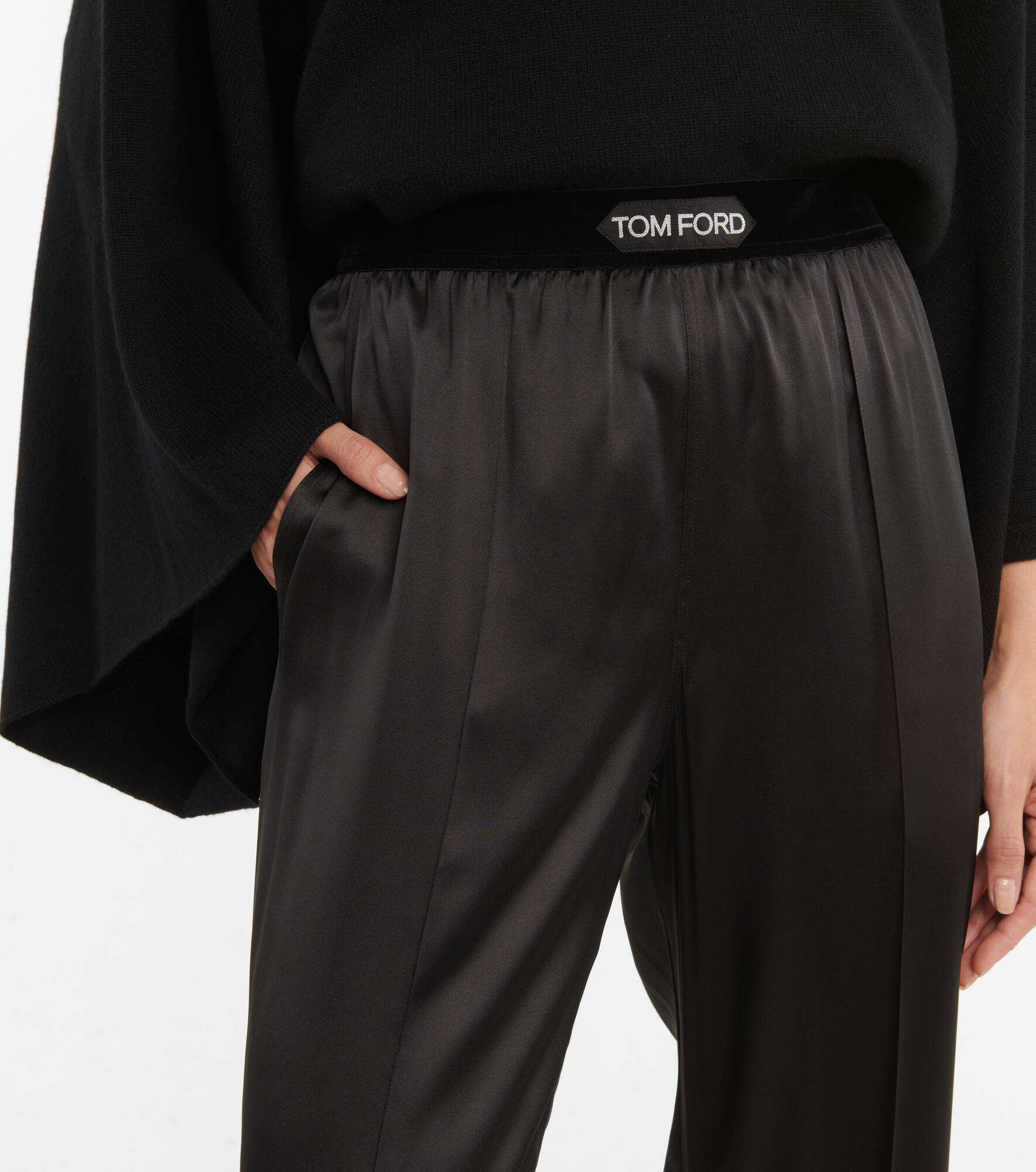 High-rise silk-blend satin pants - 4