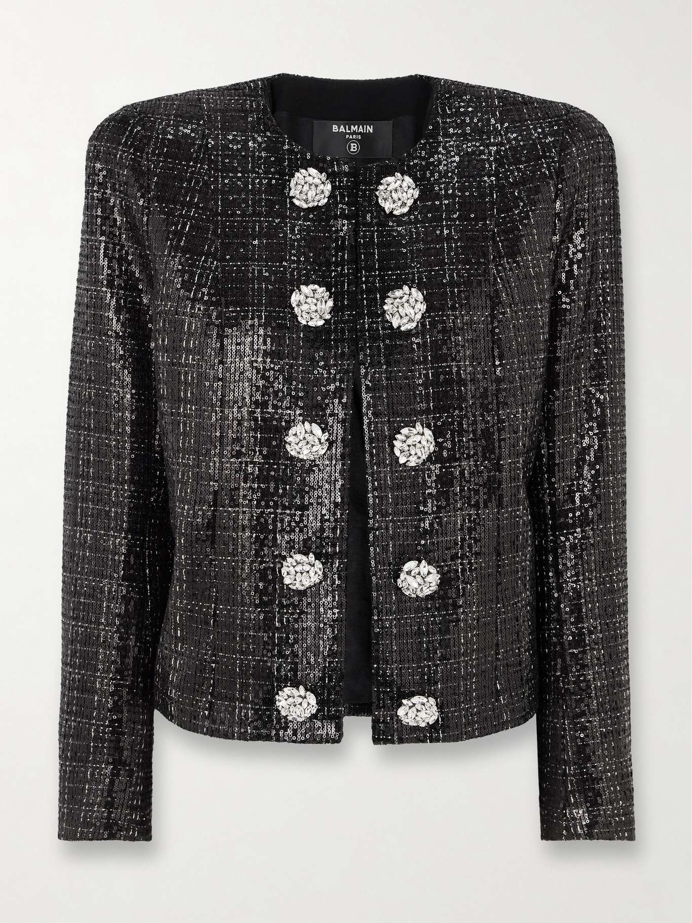 Crystal-embellished sequined tweed jacket - 1
