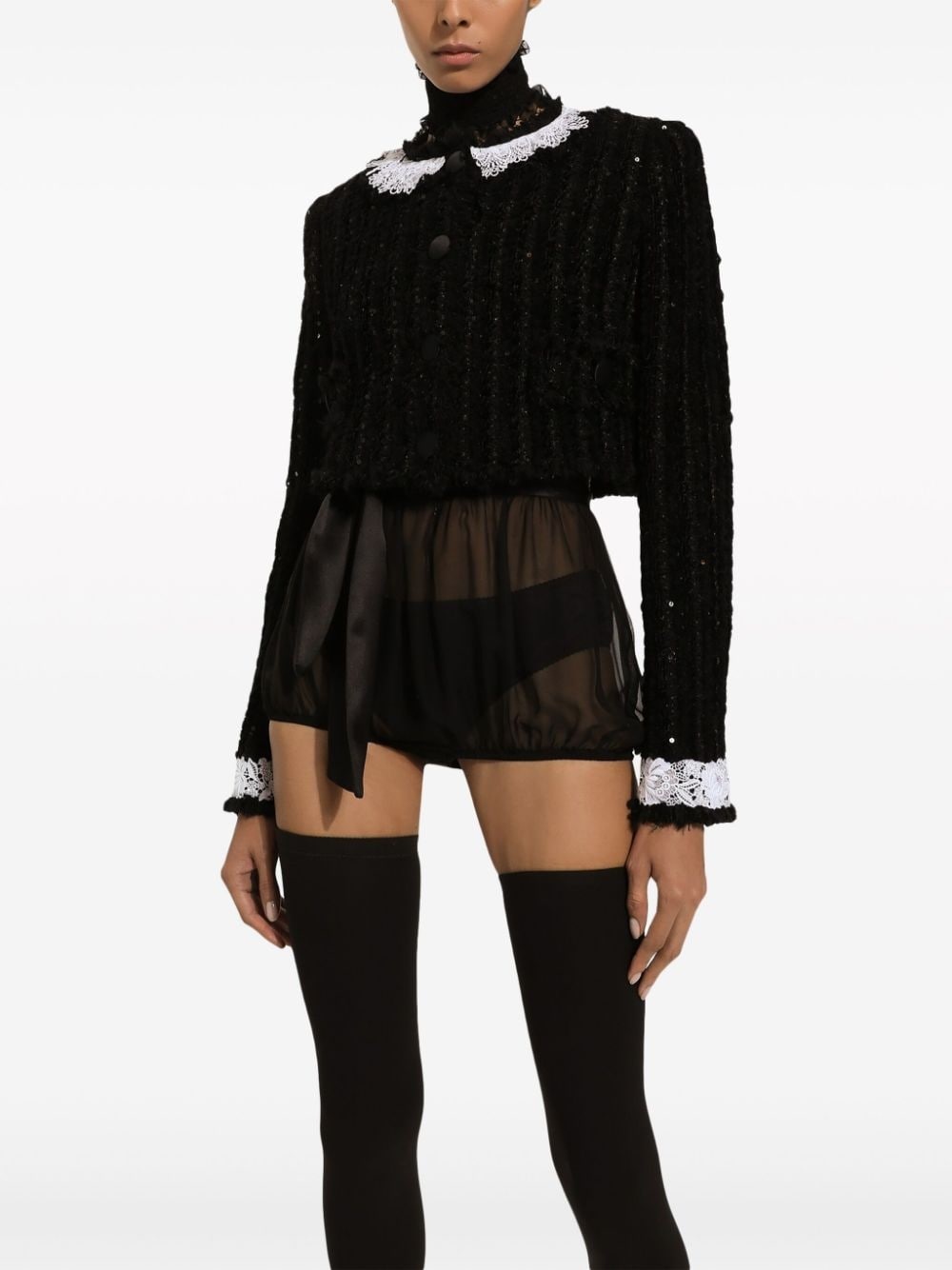 sequin-embellished cropped jacket - 5