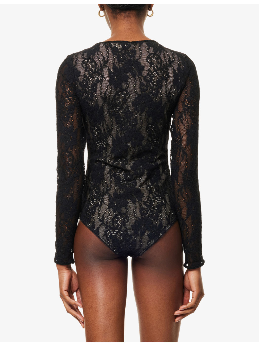 Lace Long-Sleeves Stretch-Woven Bodysuit - 4