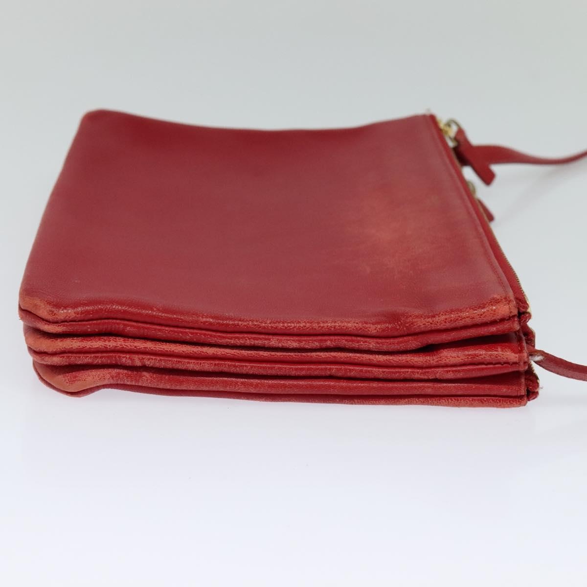 CELINE Trio Small Shoulder Bag Leather Red Gold - 4