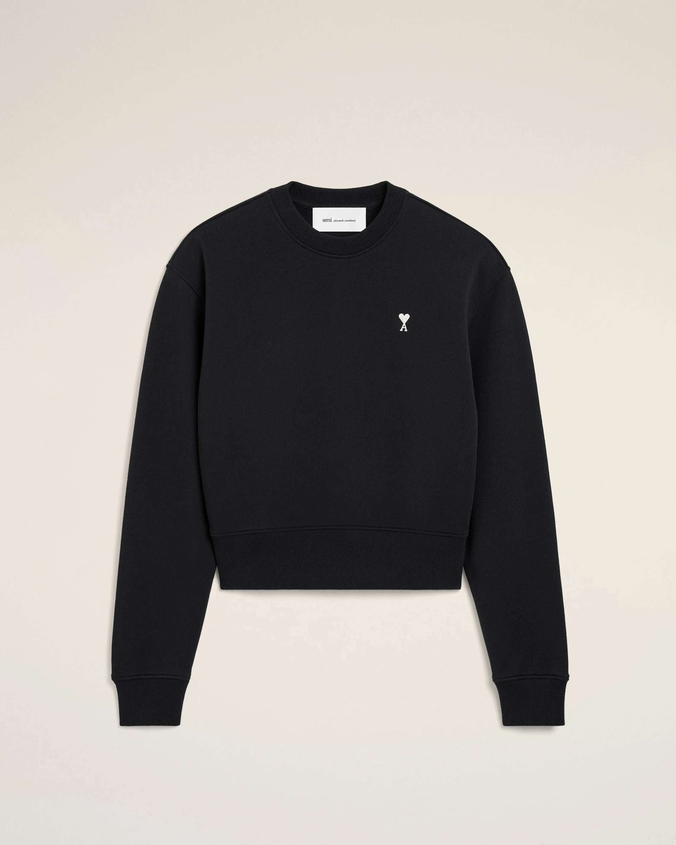BLACK COTTON SWEATSHIRT WITH AMI DE COEUR - 1