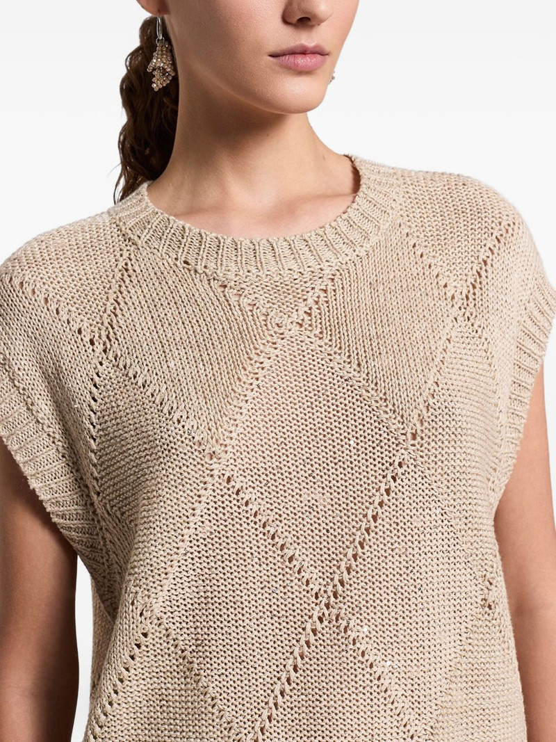 sequinned open-knit vest 4