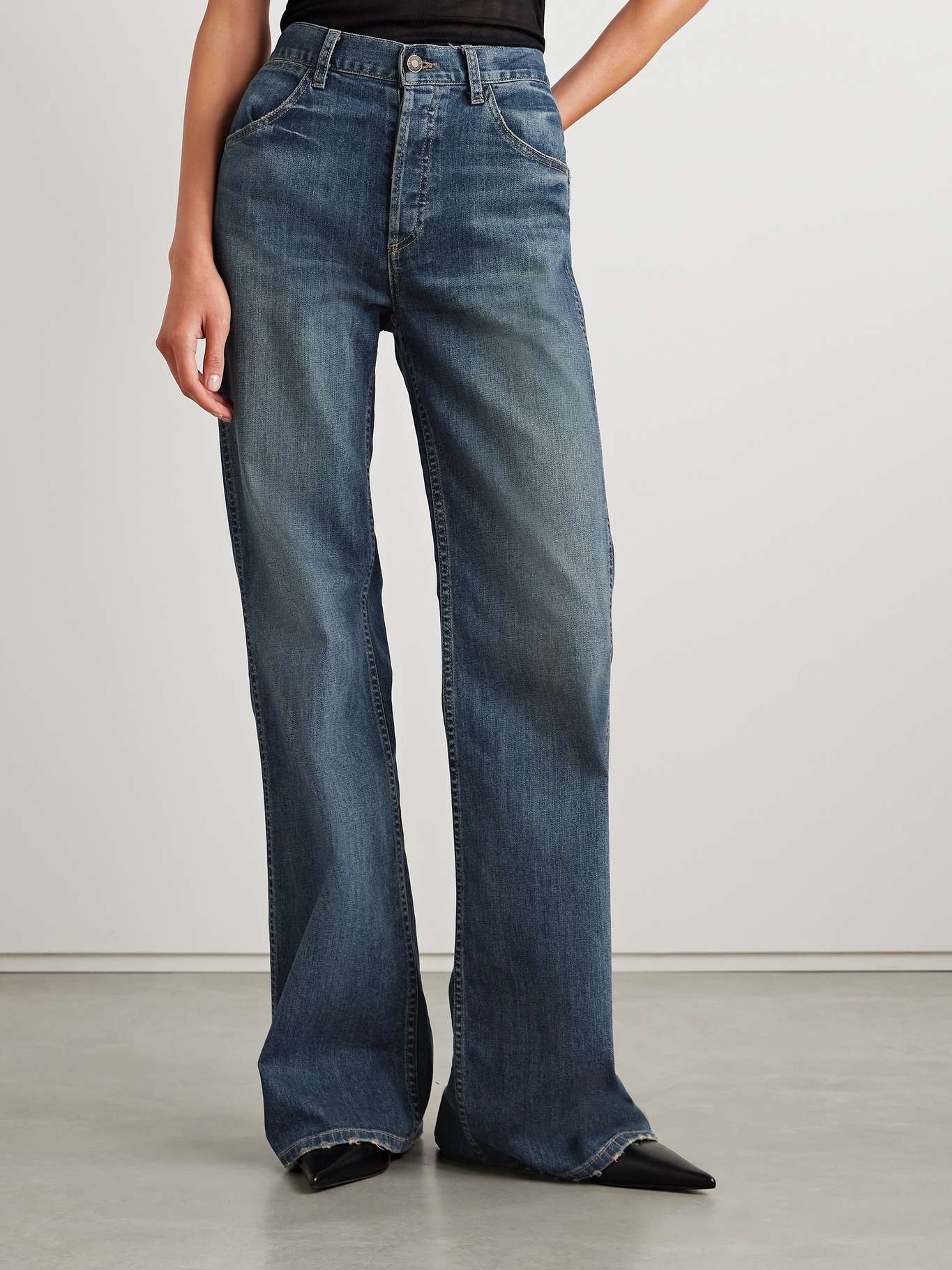 Terrell frayed high-rise straight-leg jeans Blue - 3