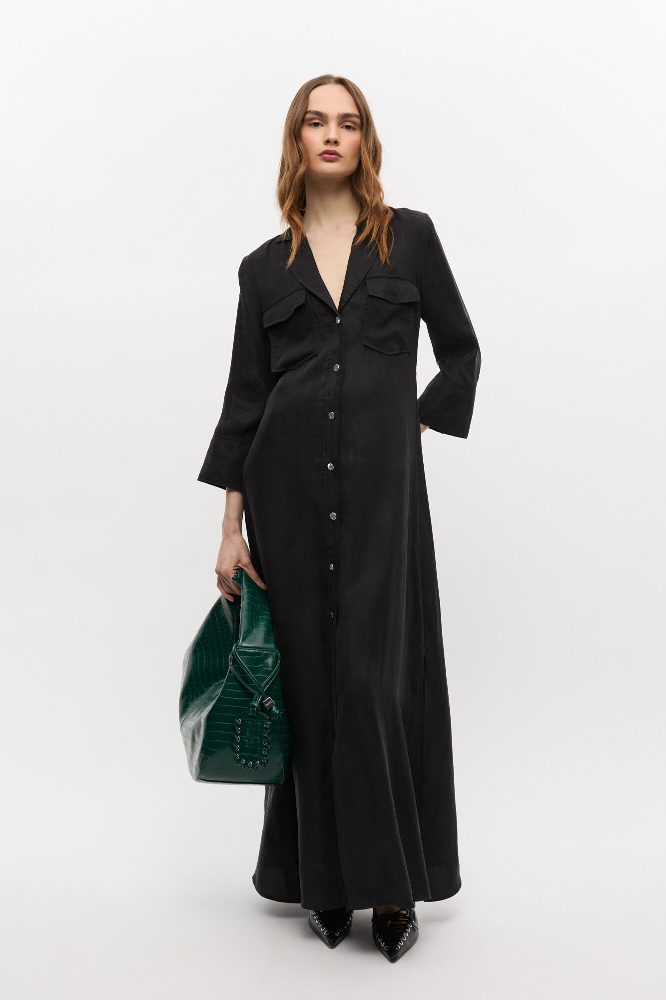 BLACK FLUID CUPRO MAXI DRESS - 2