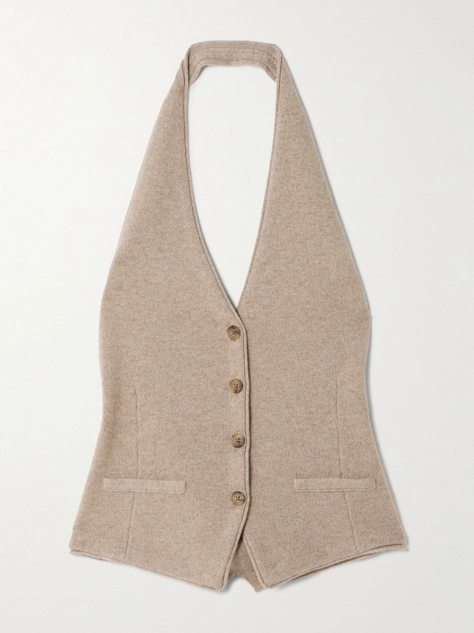 Cashmere halterneck vest Taupe - 1