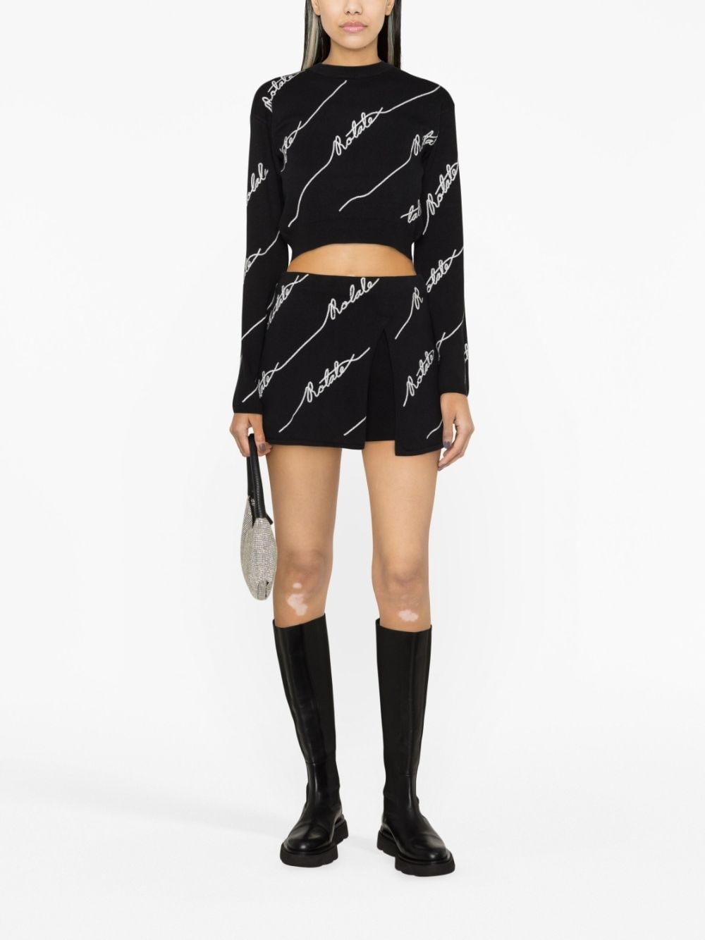 logo-embellished cropped jumper - 2