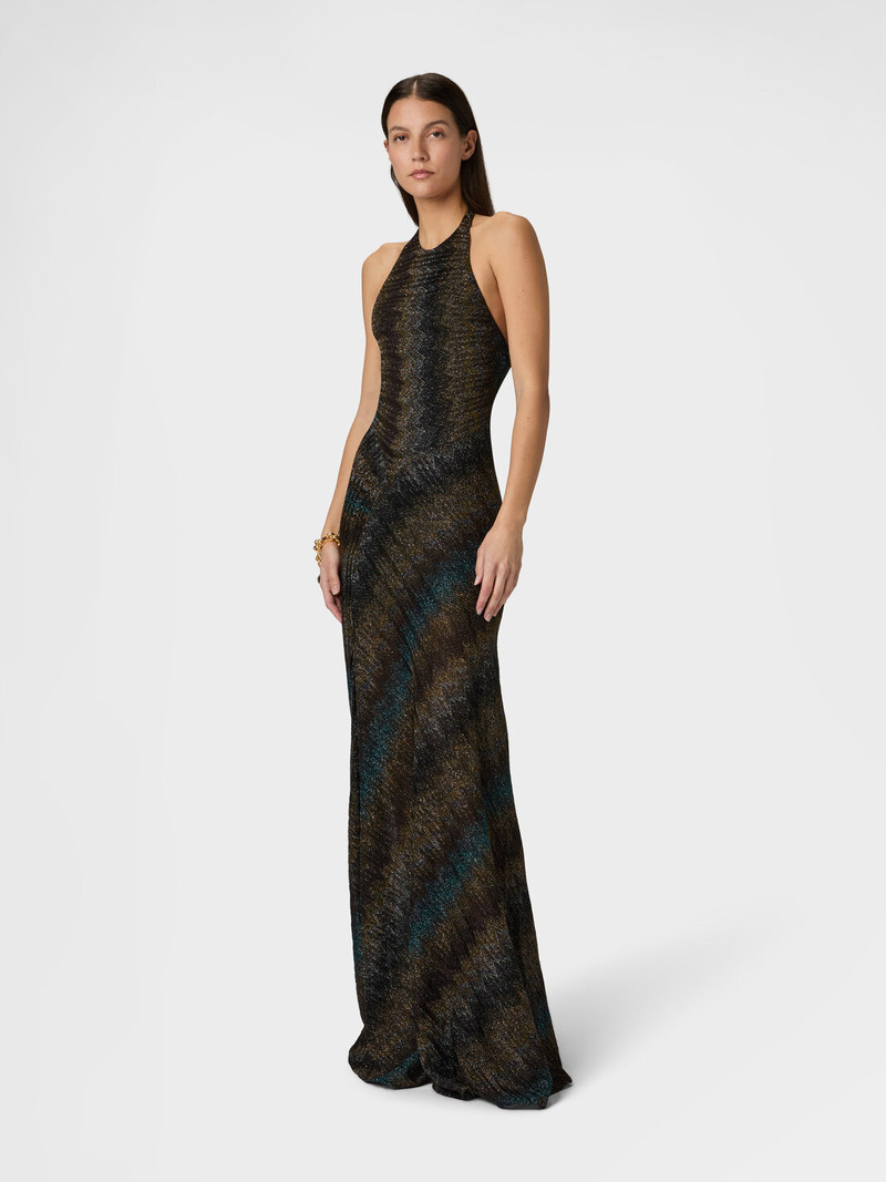 Missoni Snake-Pattern Viscose Lamé Gown with Halter Neck outlook