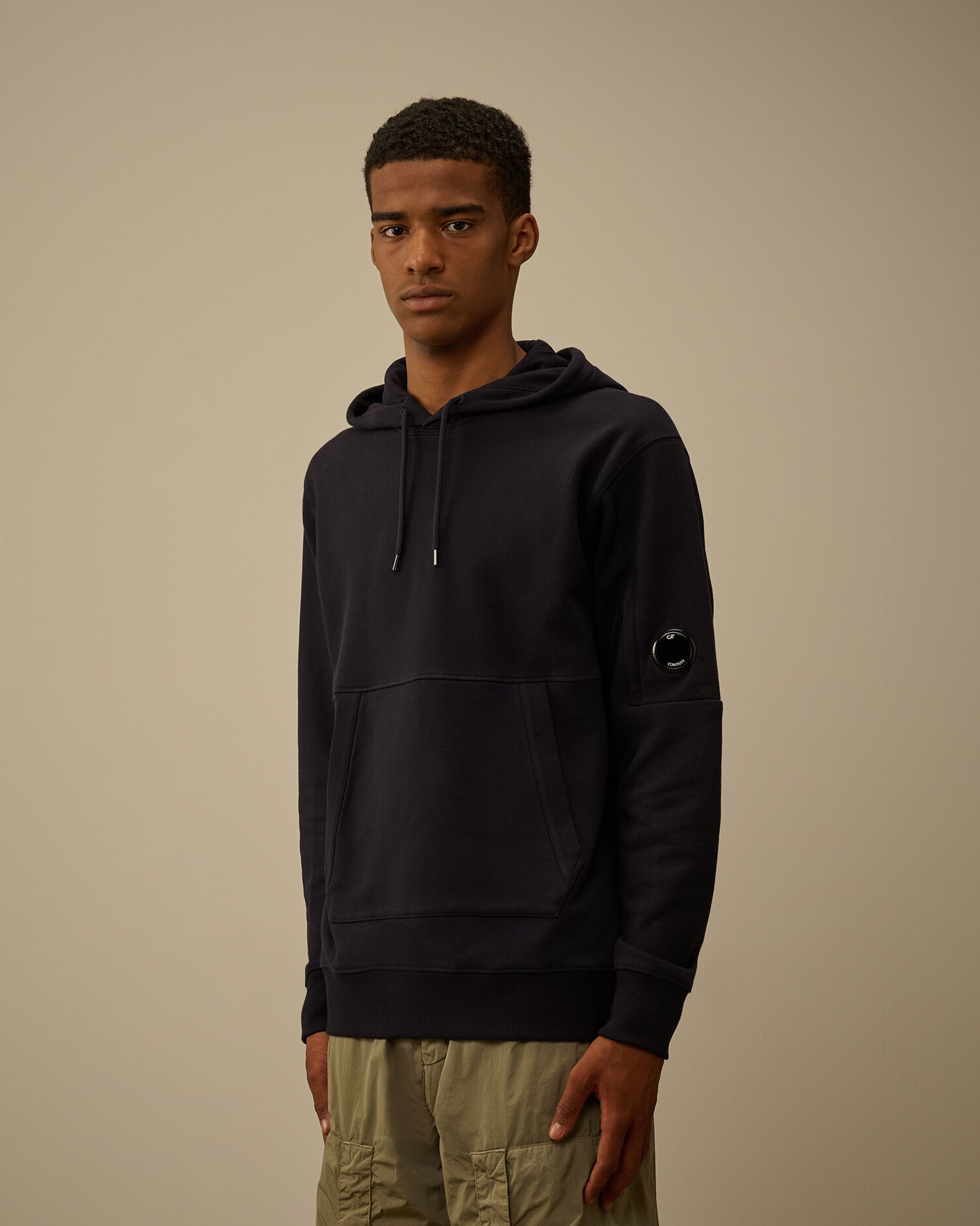 Diagonal Raised Fleece Hooded Lens Sweatshirt - 3