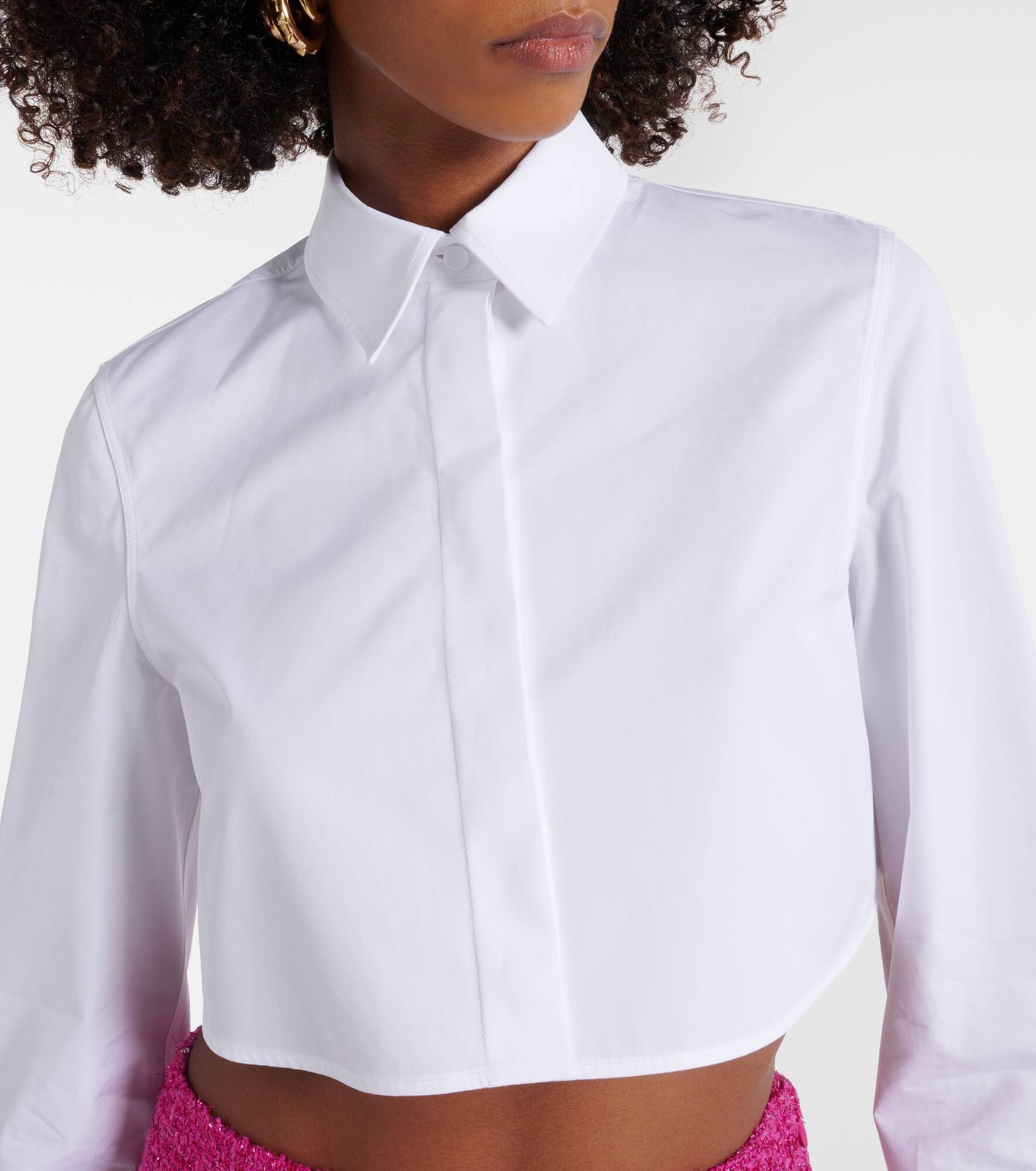 Cropped cotton poplin shirt - 4
