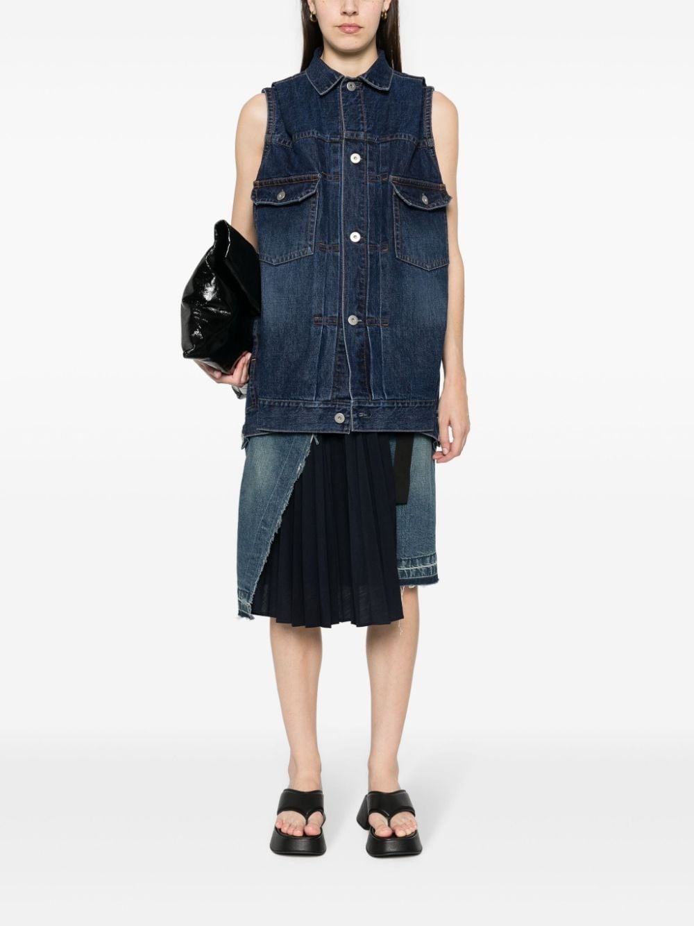 sleeveless denim gilet - 2