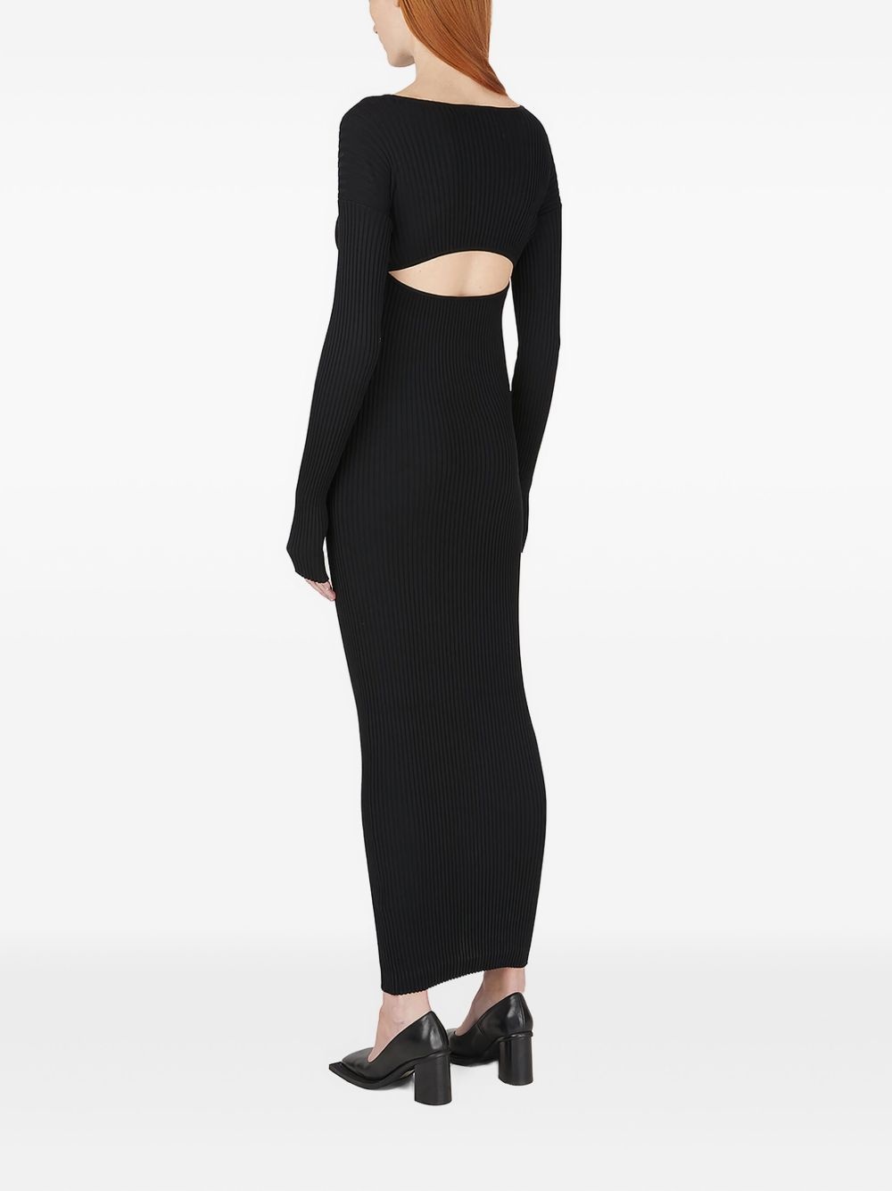 ribbed high-neck cut-out midi dress - 4
